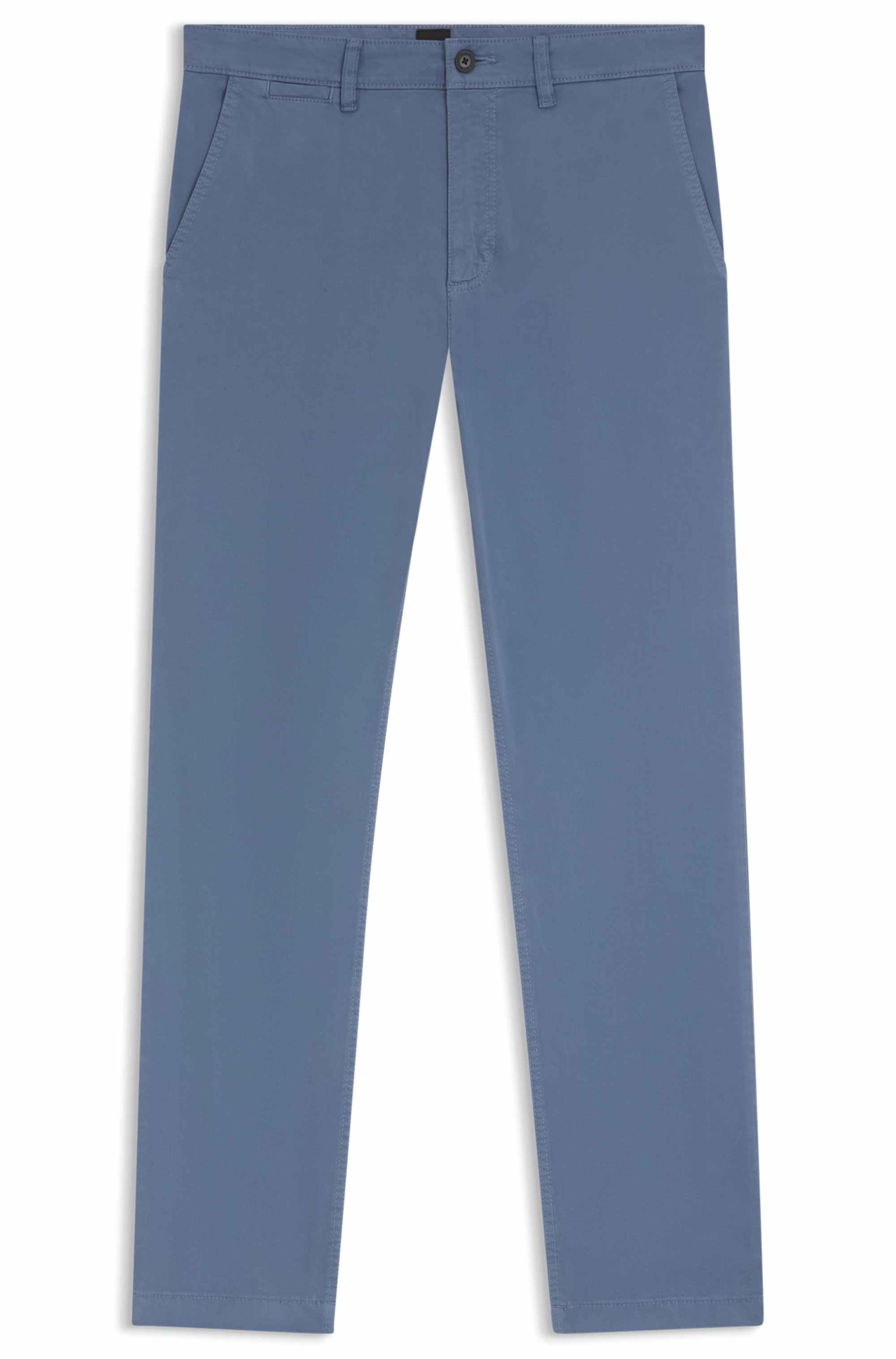 Regular-fit trousers in stretch-cotton satin