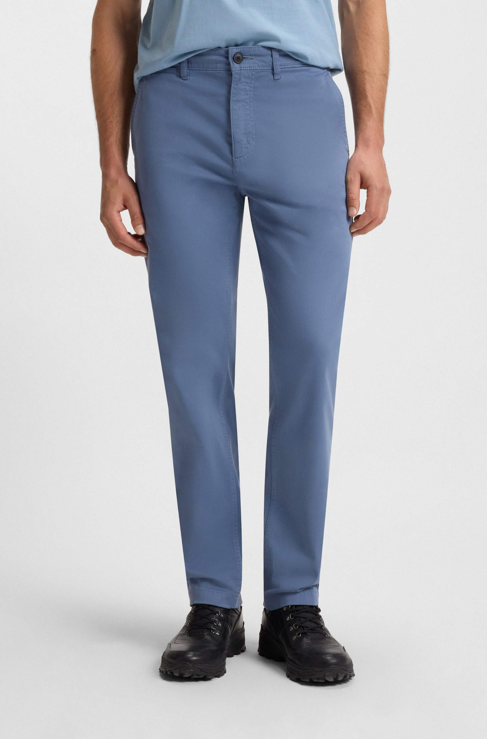 Regular-fit trousers in stretch-cotton satin