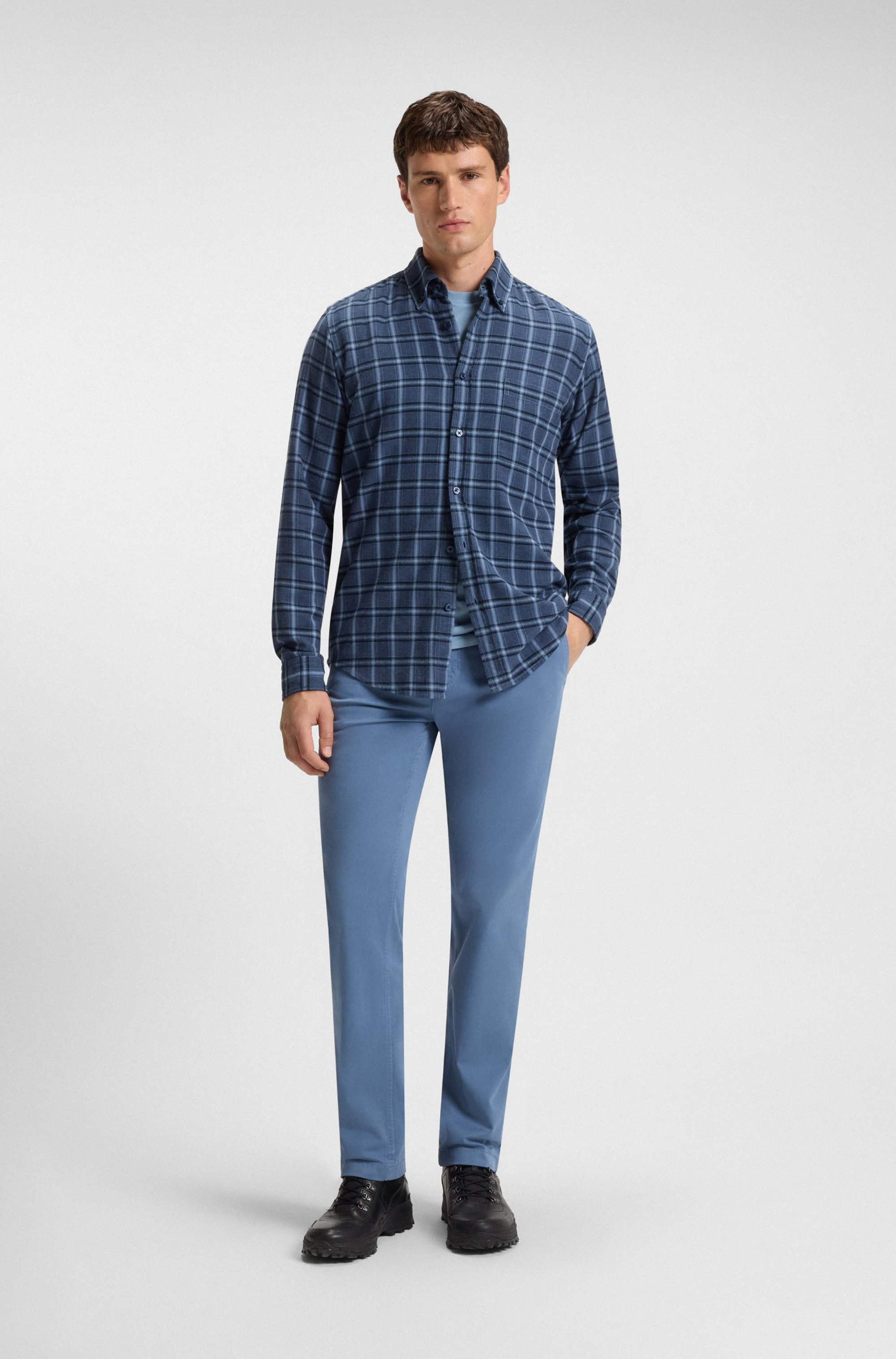 Regular-fit trousers in stretch-cotton satin