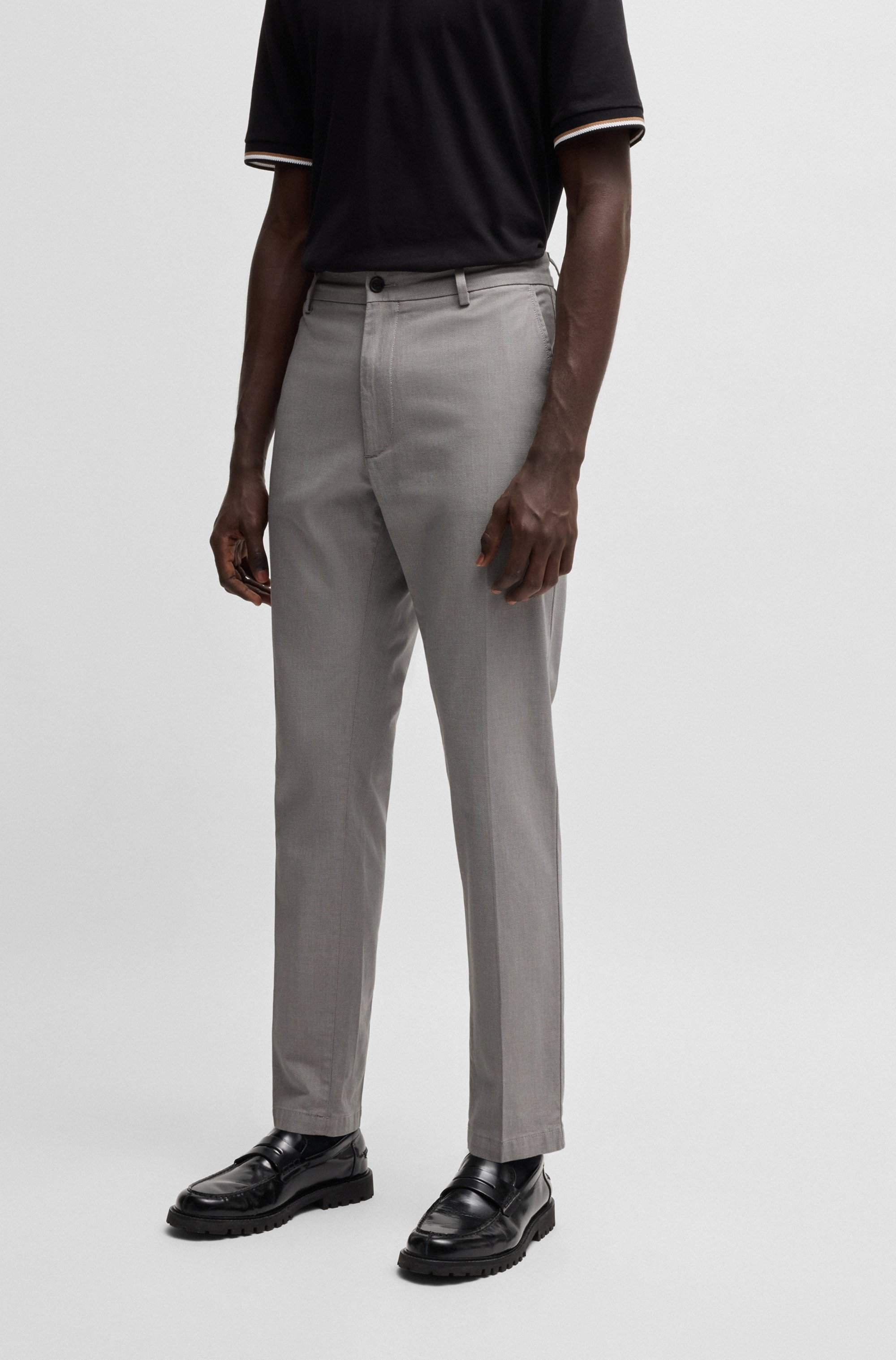 Regular-fit trousers in micro-patterned stretch cotton
