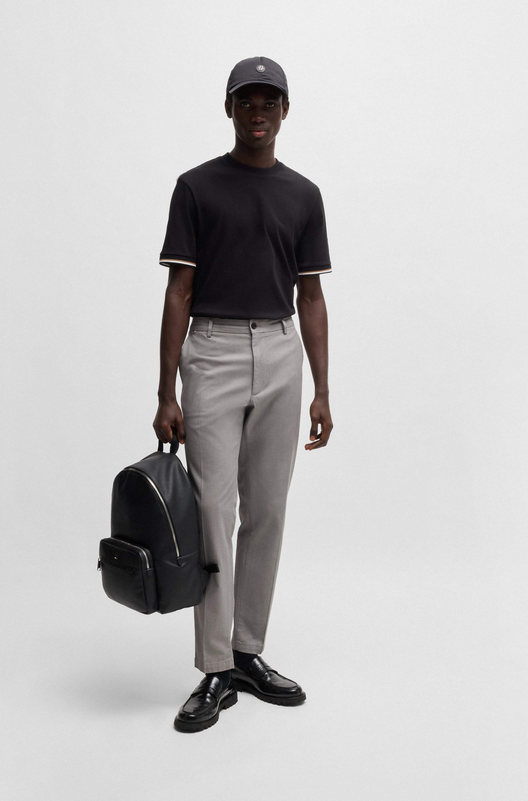 Regular-fit trousers in micro-patterned stretch cotton