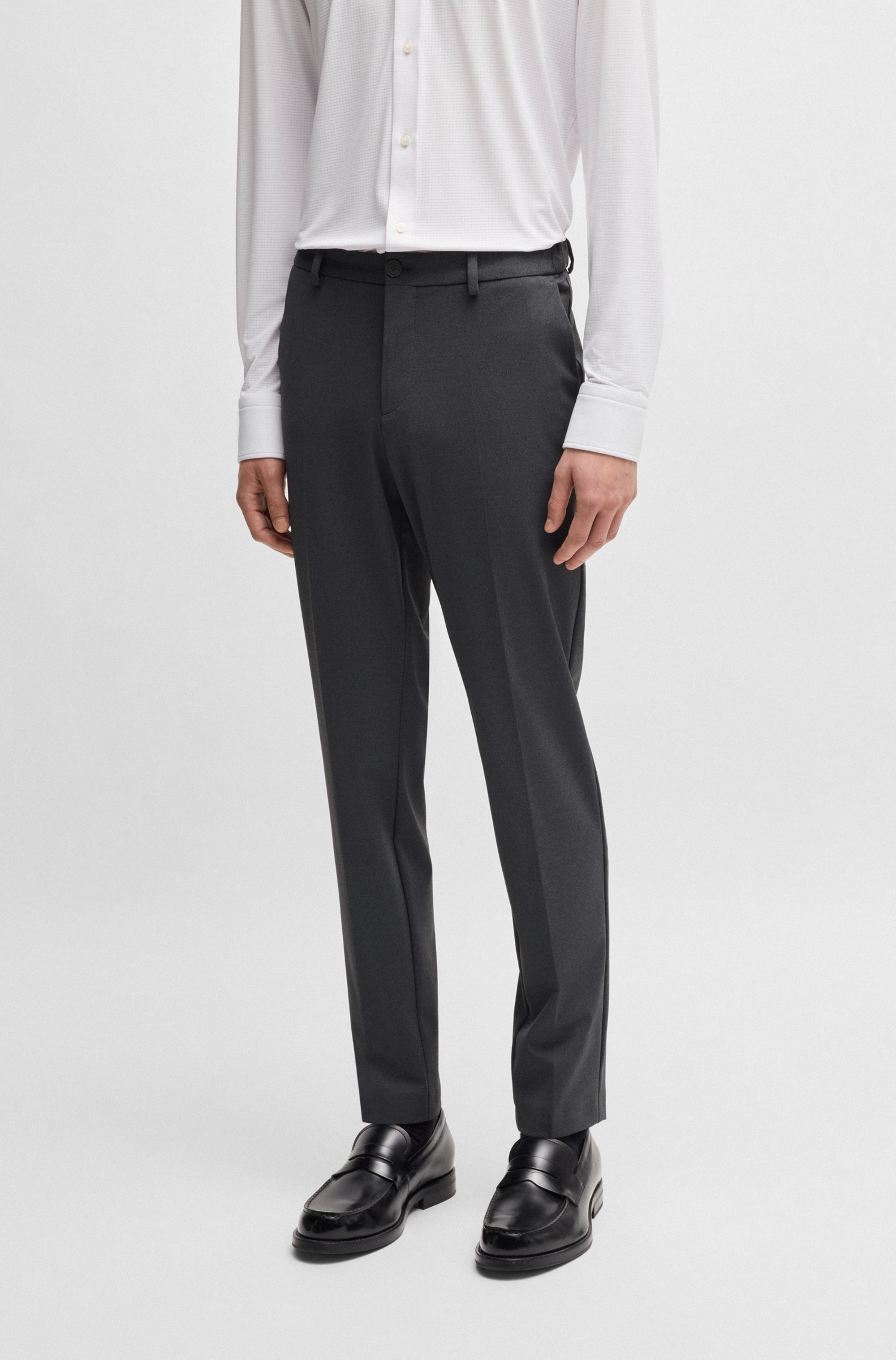 Slim-fit trousers in washable performance-stretch fabric