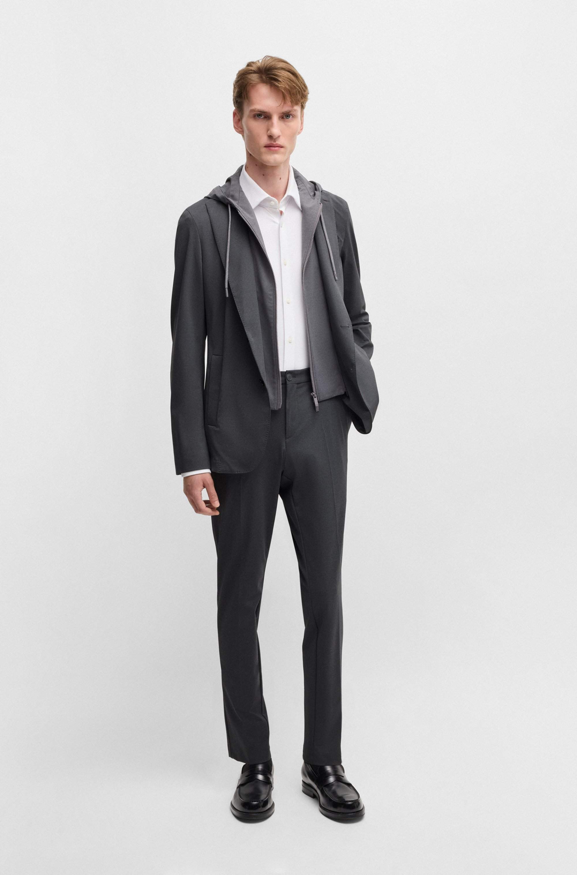 Slim-fit trousers in washable performance-stretch fabric