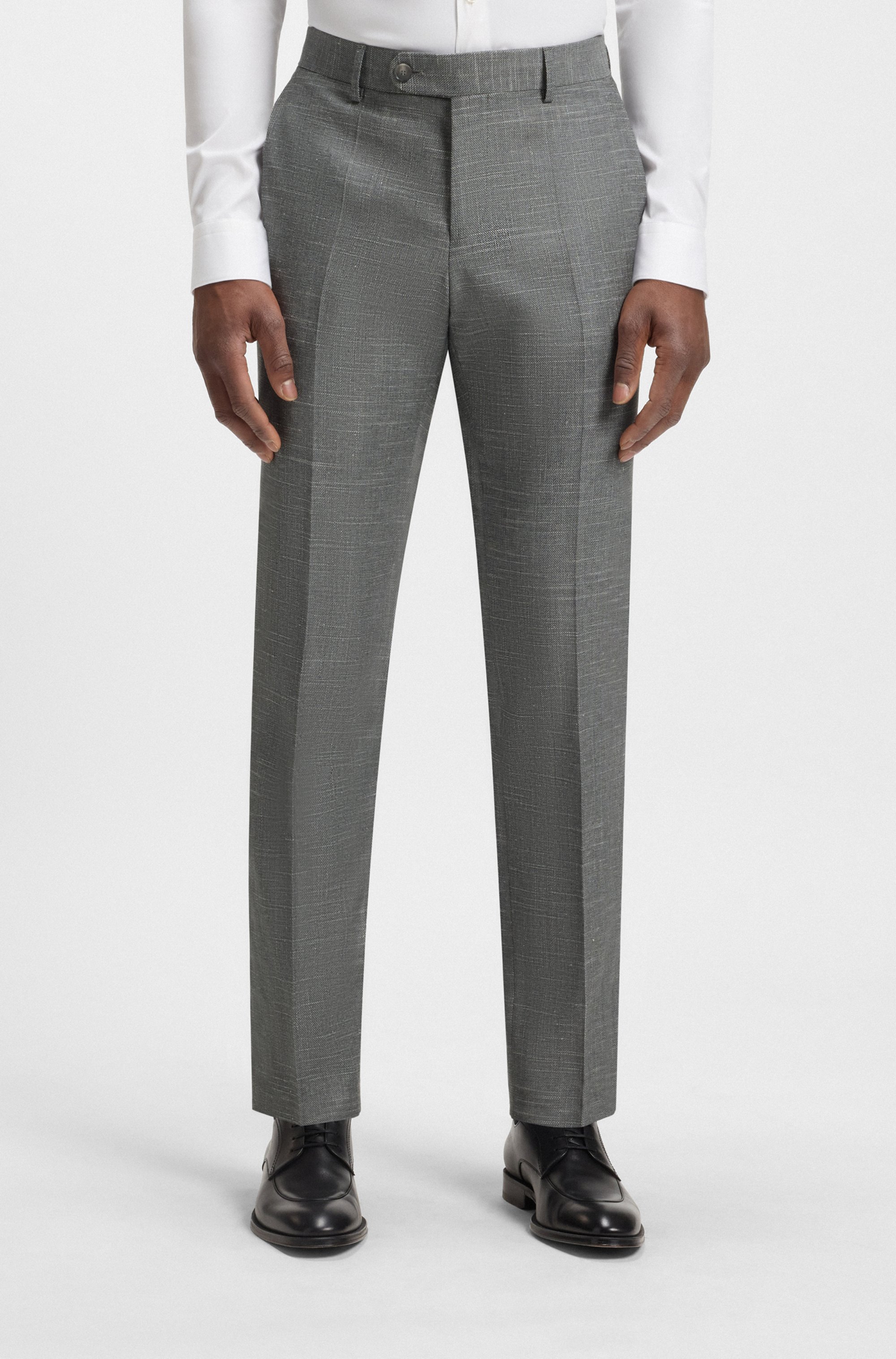 Slim-fit trousers in a patterned virgin-wool blend