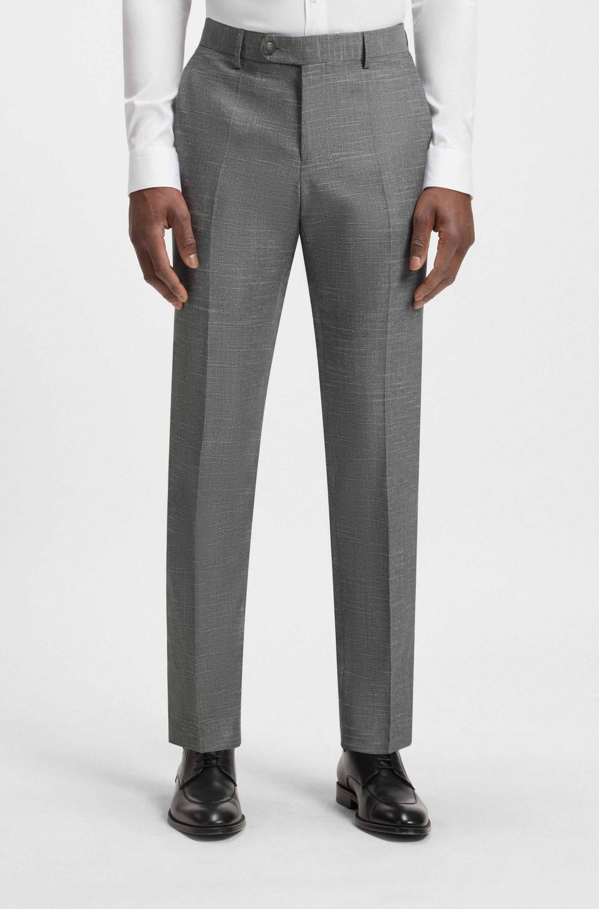 Slim-fit trousers in a patterned virgin-wool blend