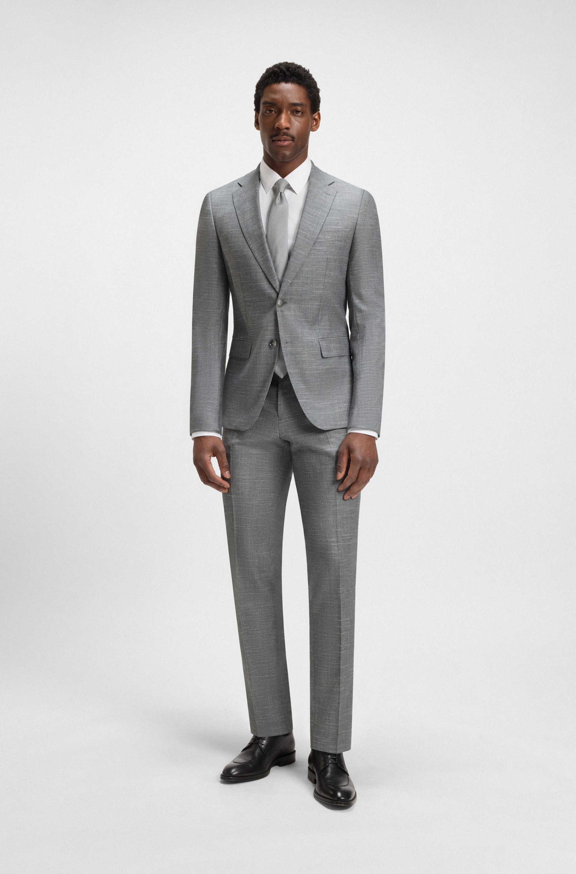 Slim-fit trousers in a patterned virgin-wool blend