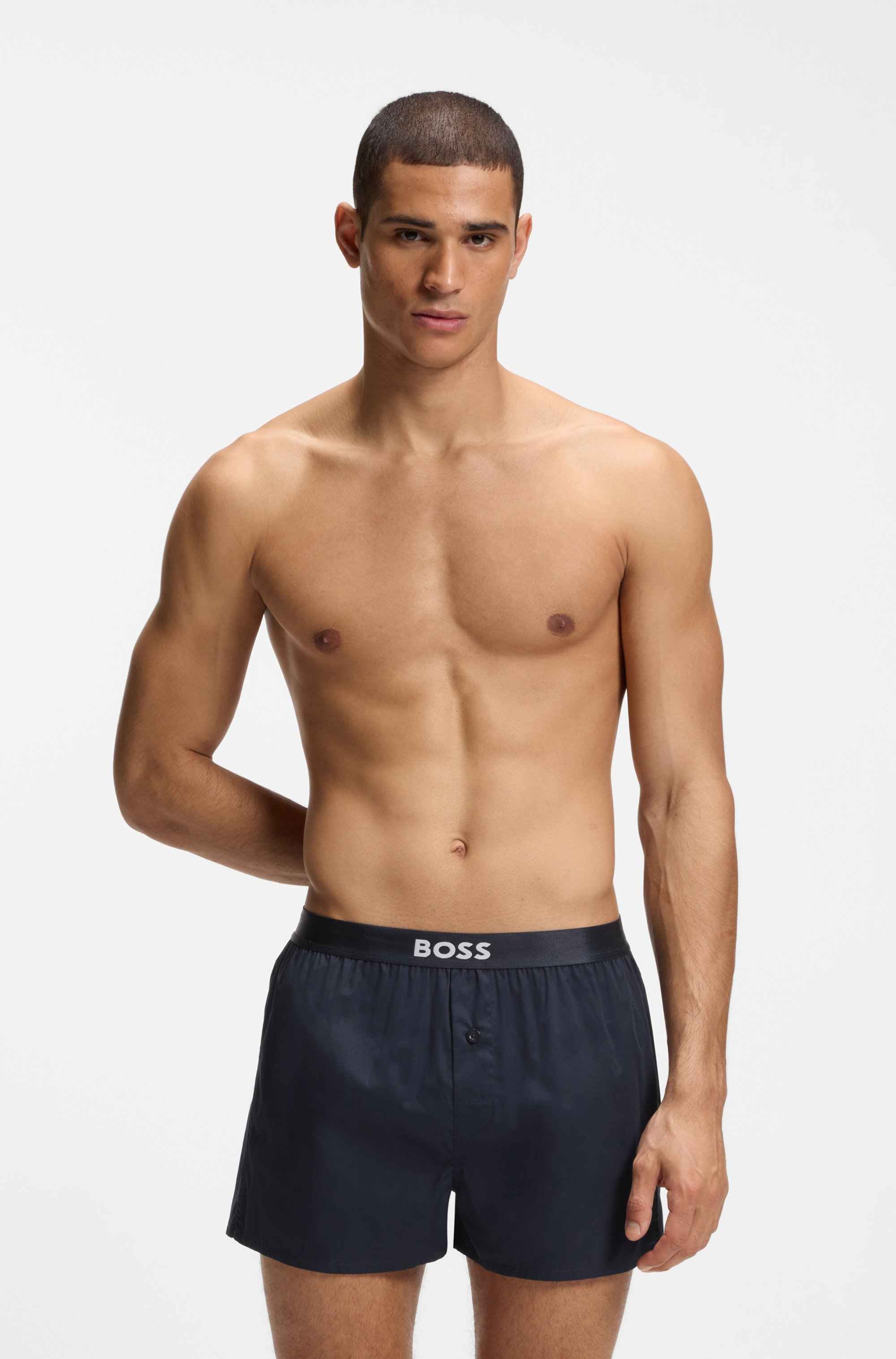 Two-pack of cotton pyjama shorts with logo waistbands