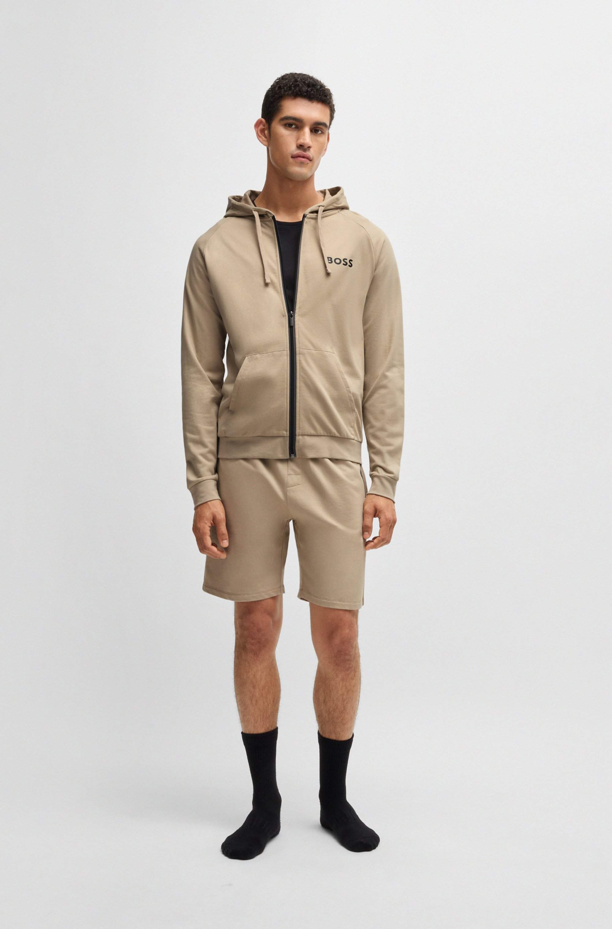 Cotton-terry shorts with logo print