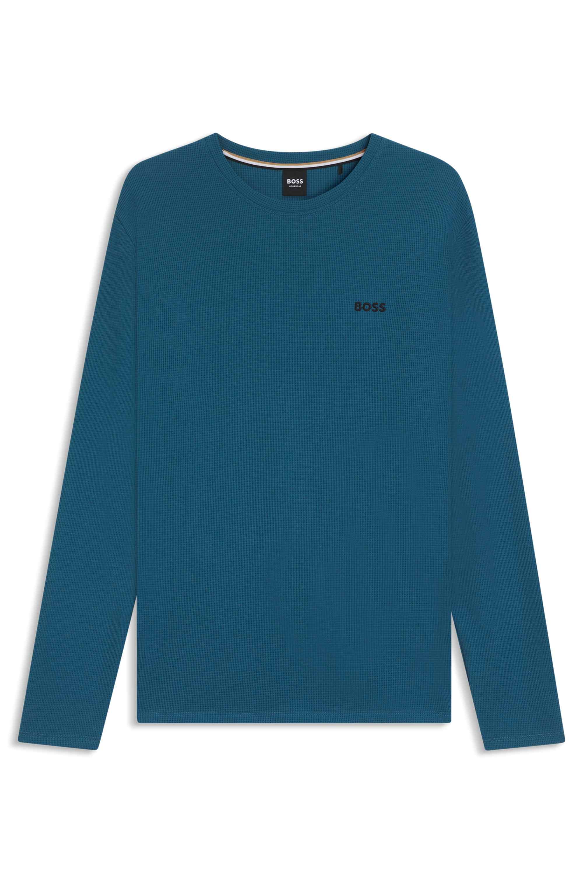 Waffle-structured pyjama T-shirt in a cotton blend