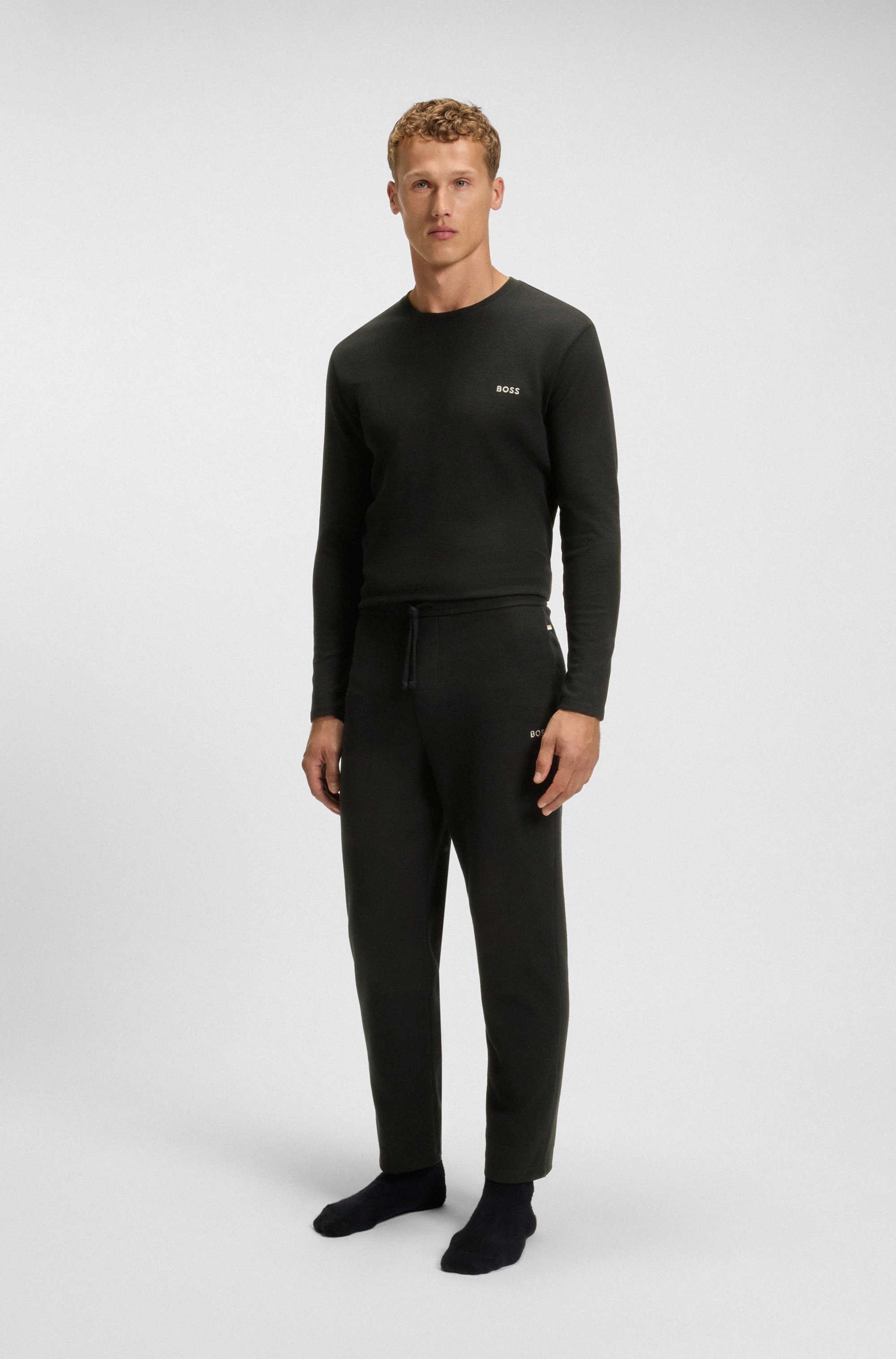 Cotton-blend pyjama bottoms with embroidered logo