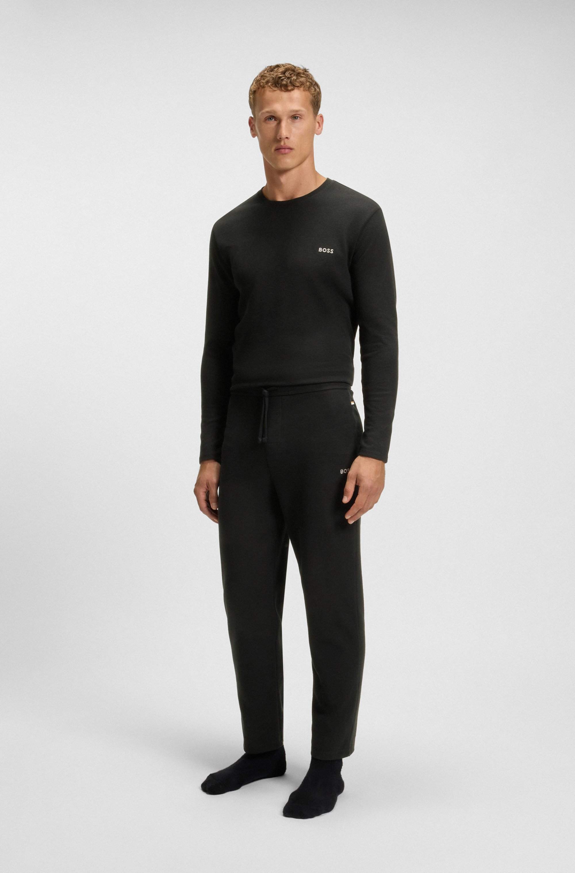 Cotton-blend pyjama bottoms with embroidered logo