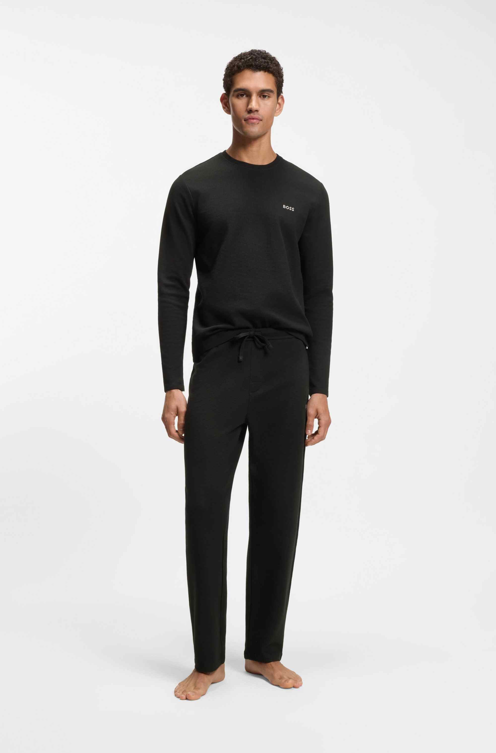 Cotton-blend pyjama bottoms with embroidered logo