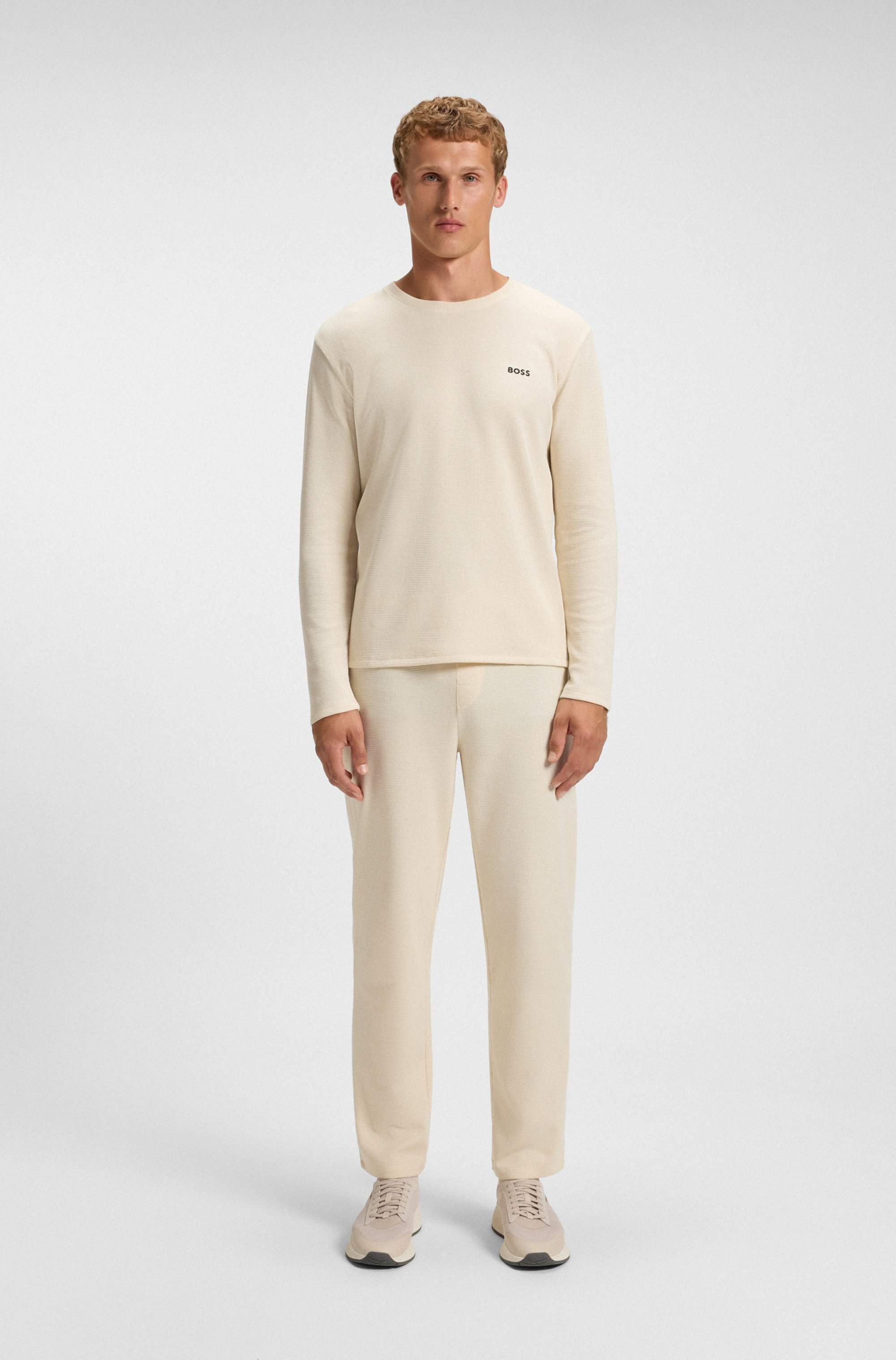 Cotton-blend pyjama bottoms with embroidered logo