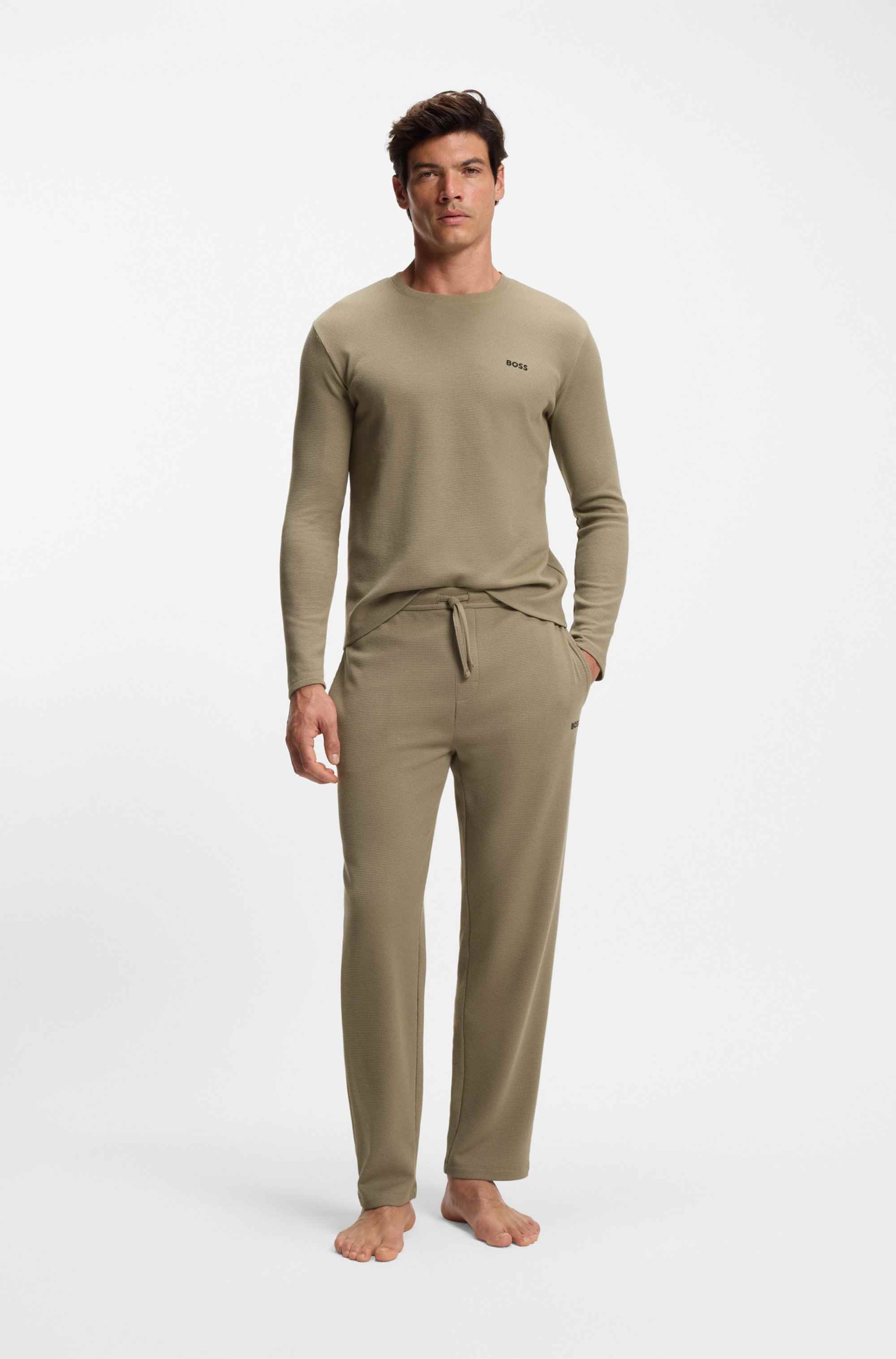 Cotton-blend pyjama bottoms with embroidered logo