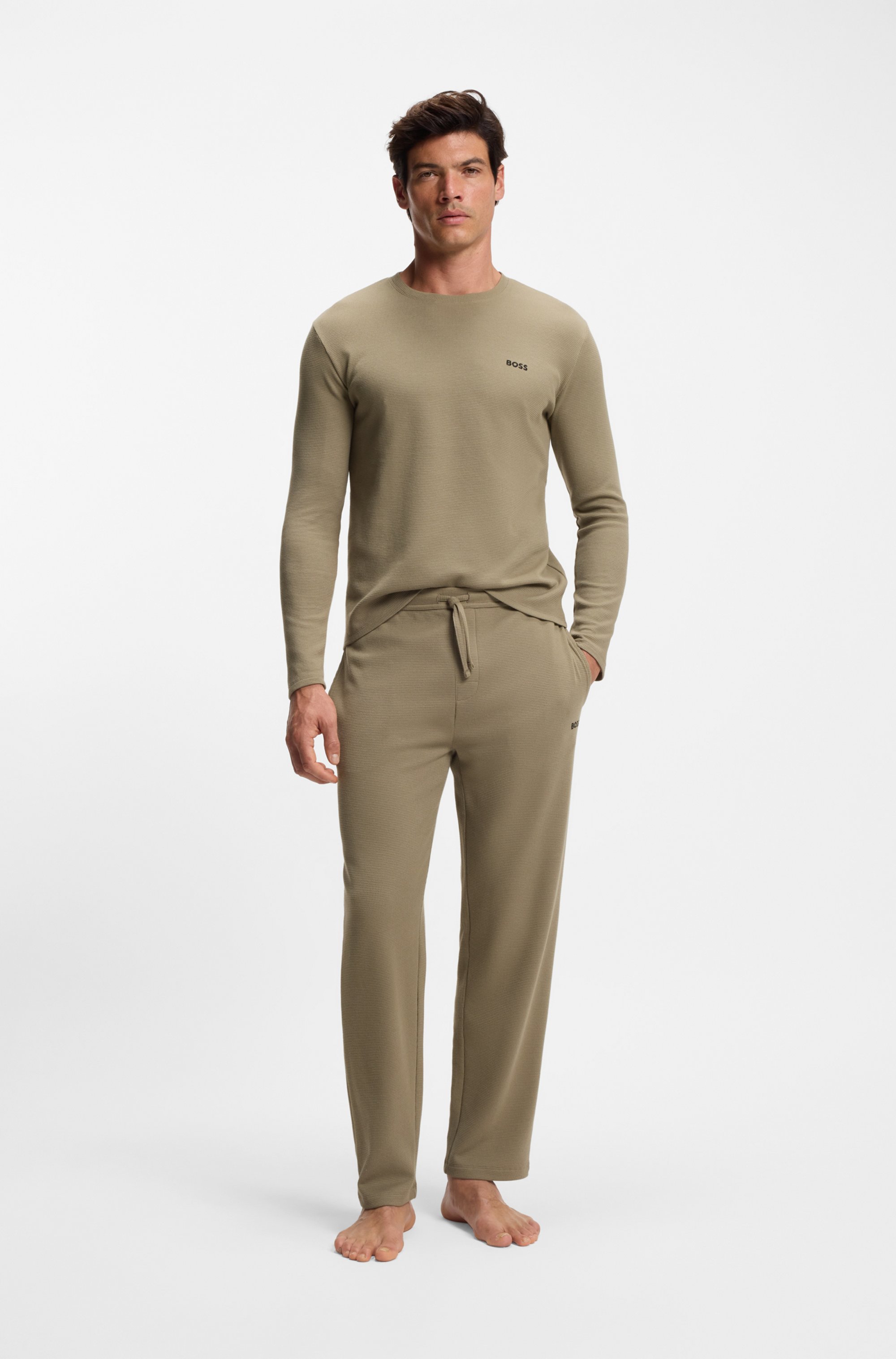 Cotton-blend pyjama bottoms with embroidered logo