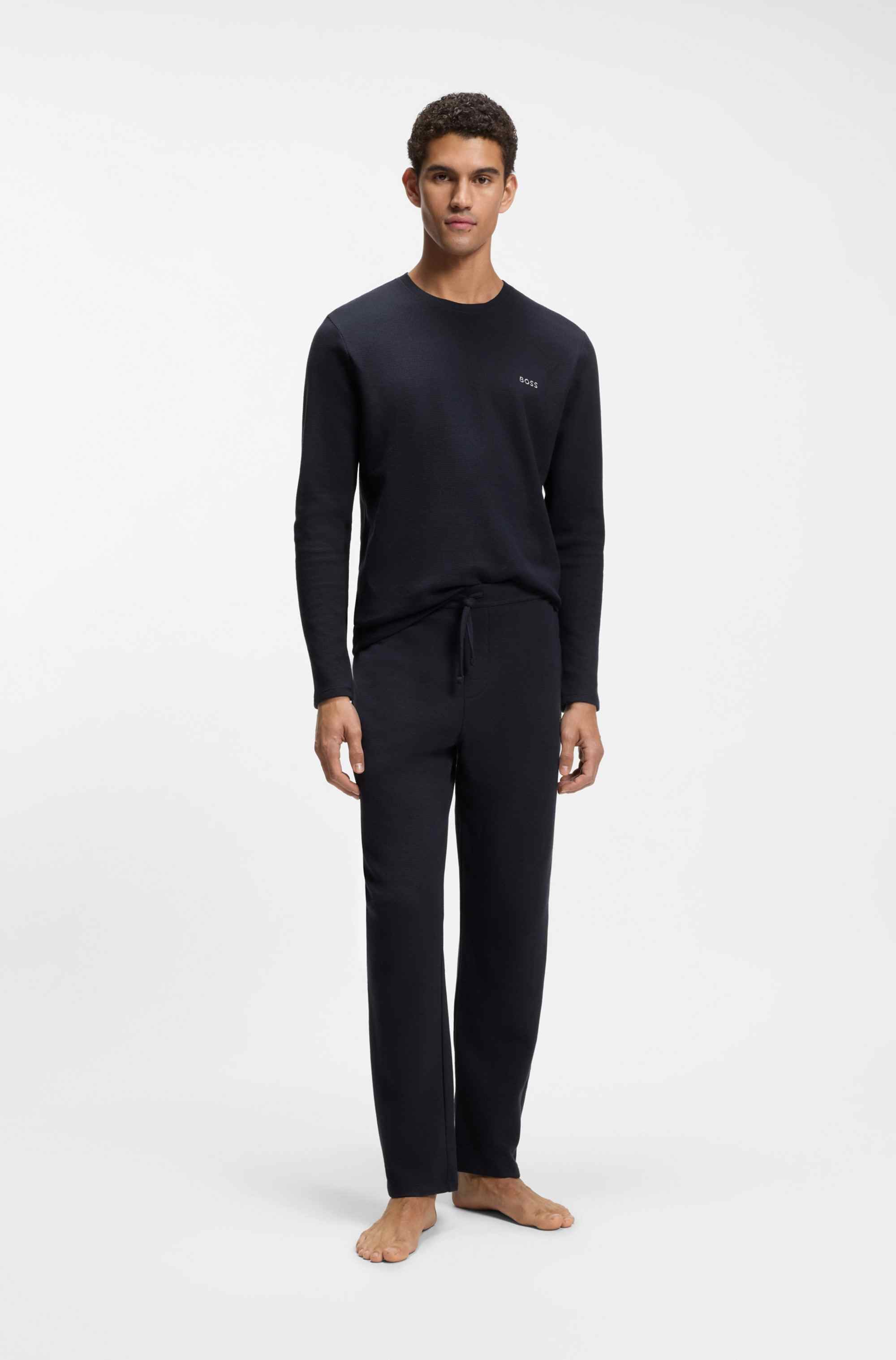 Cotton-blend pyjama bottoms with embroidered logo