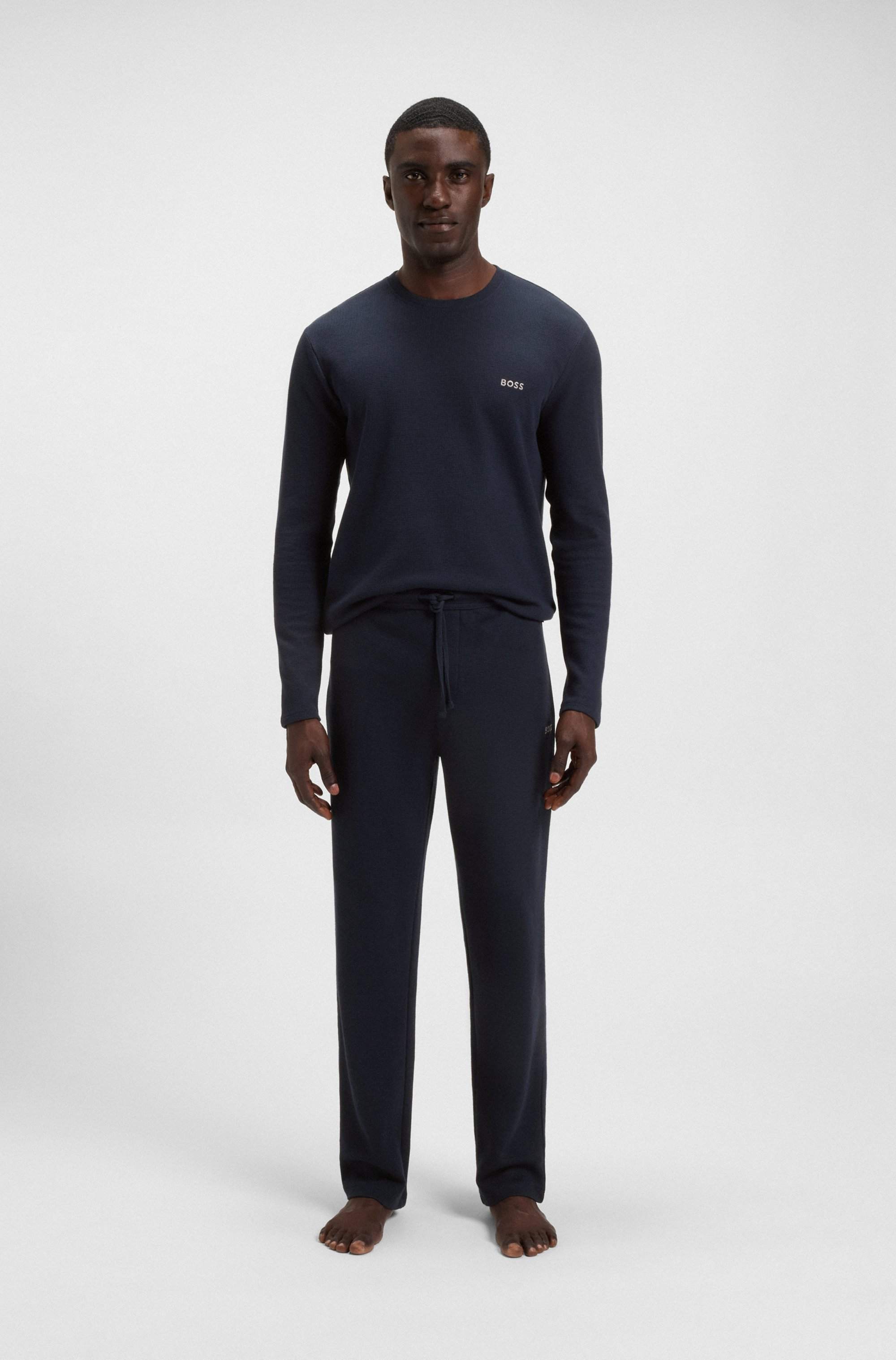 Cotton-blend pyjama bottoms with embroidered logo