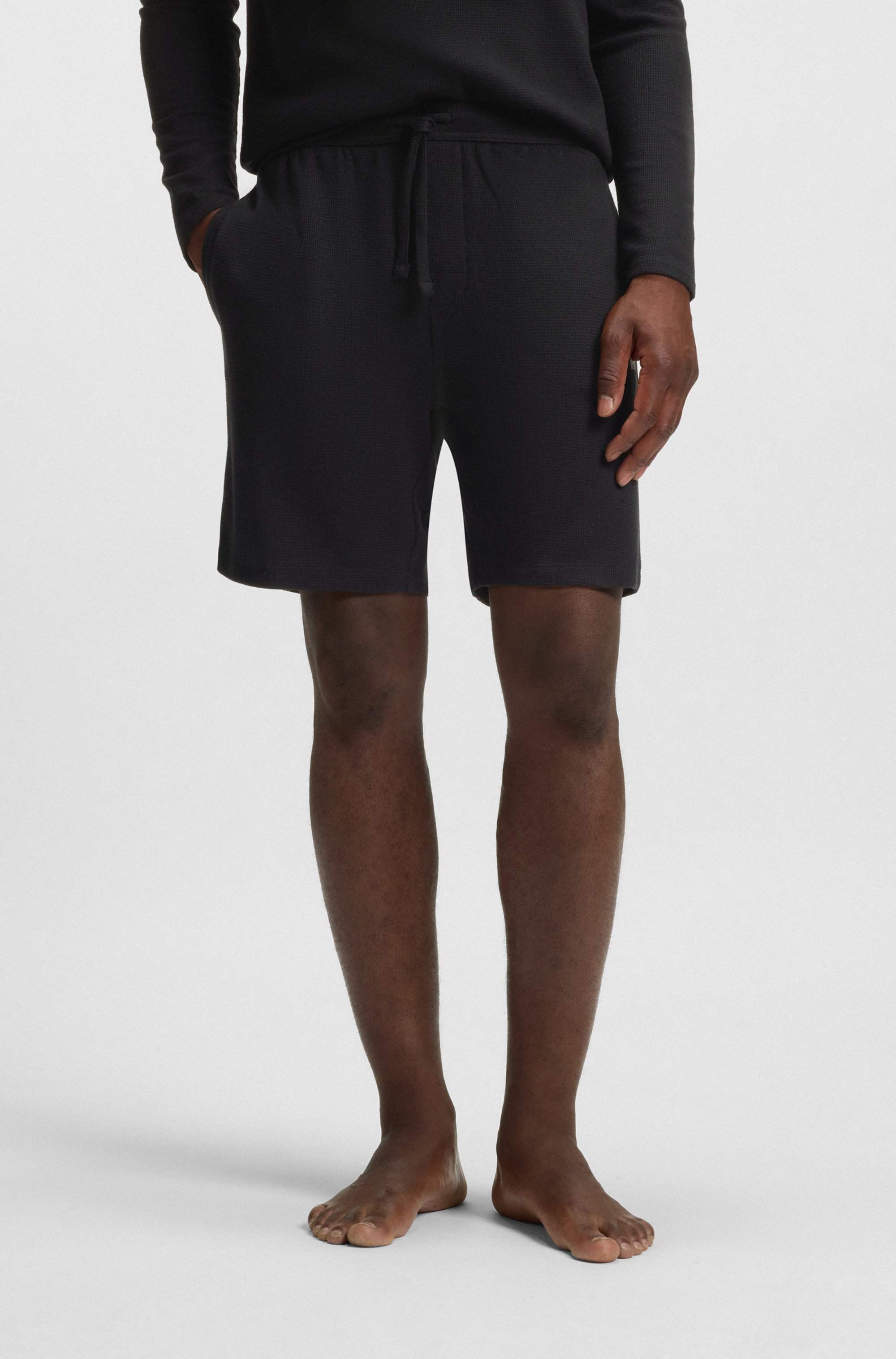 Cotton-blend pyjama shorts with embroidered logo