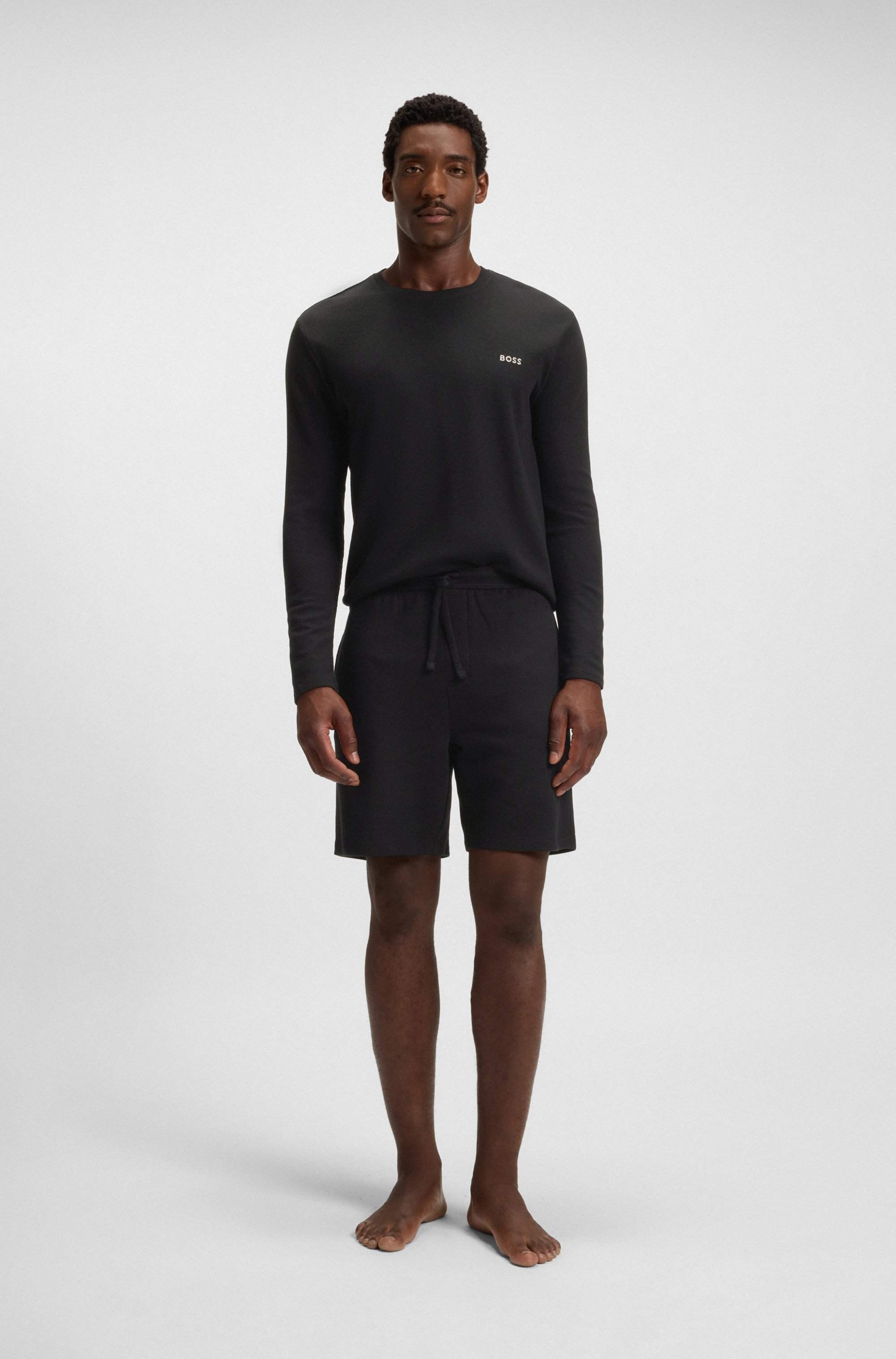 Cotton-blend pyjama shorts with embroidered logo