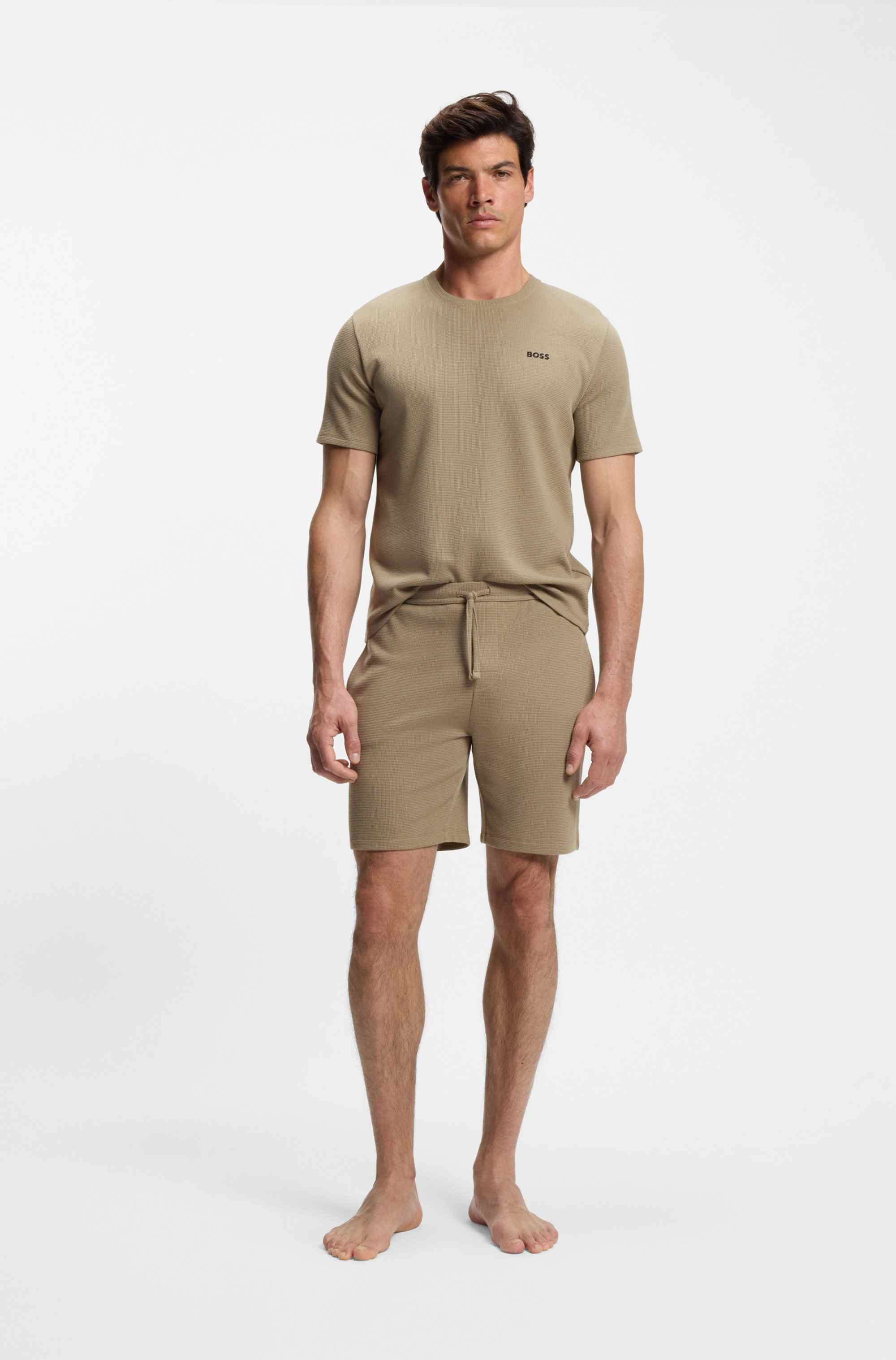 Cotton-blend pyjama shorts with embroidered logo
