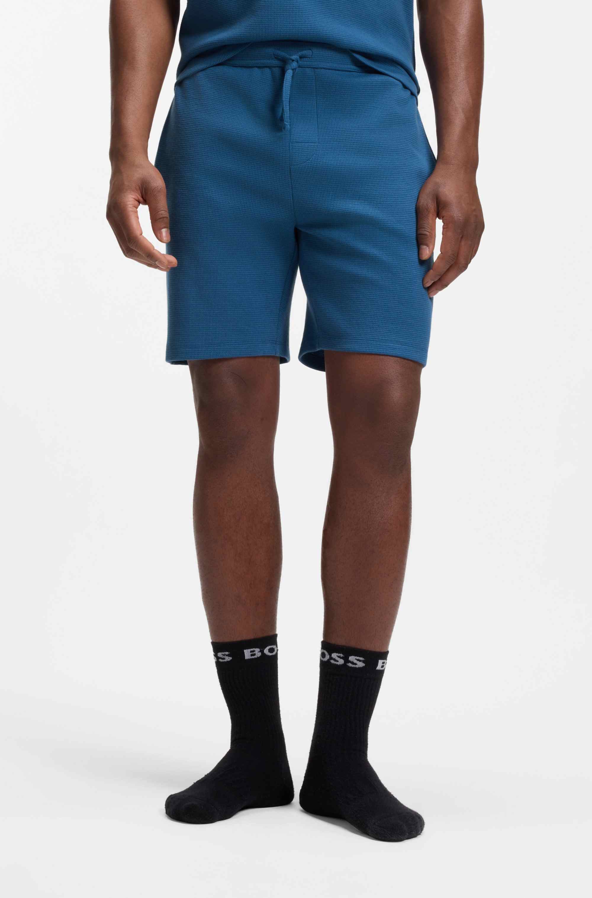 Cotton-blend pyjama shorts with embroidered logo