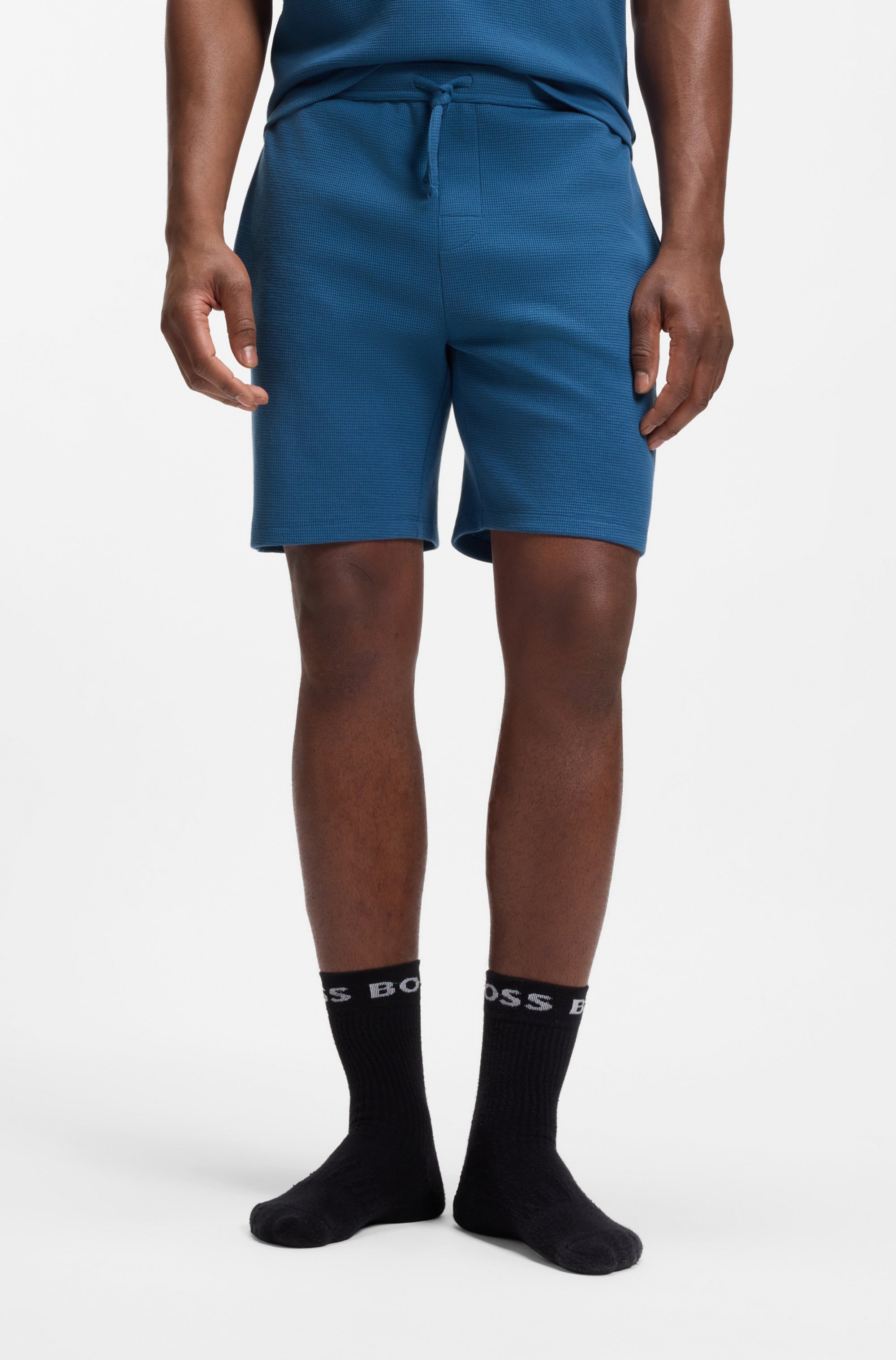 Cotton-blend pyjama shorts with embroidered logo