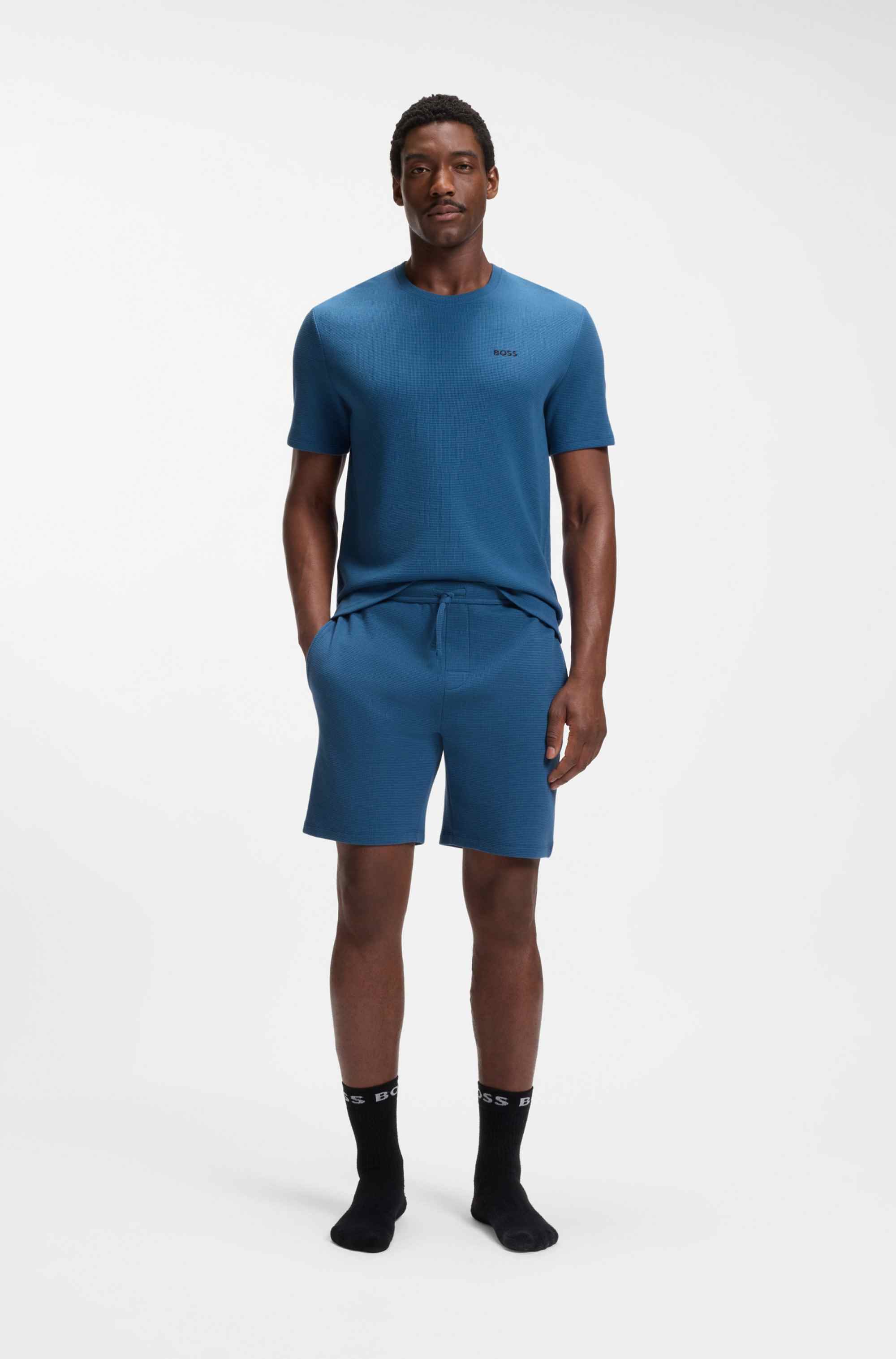 Cotton-blend pyjama shorts with embroidered logo