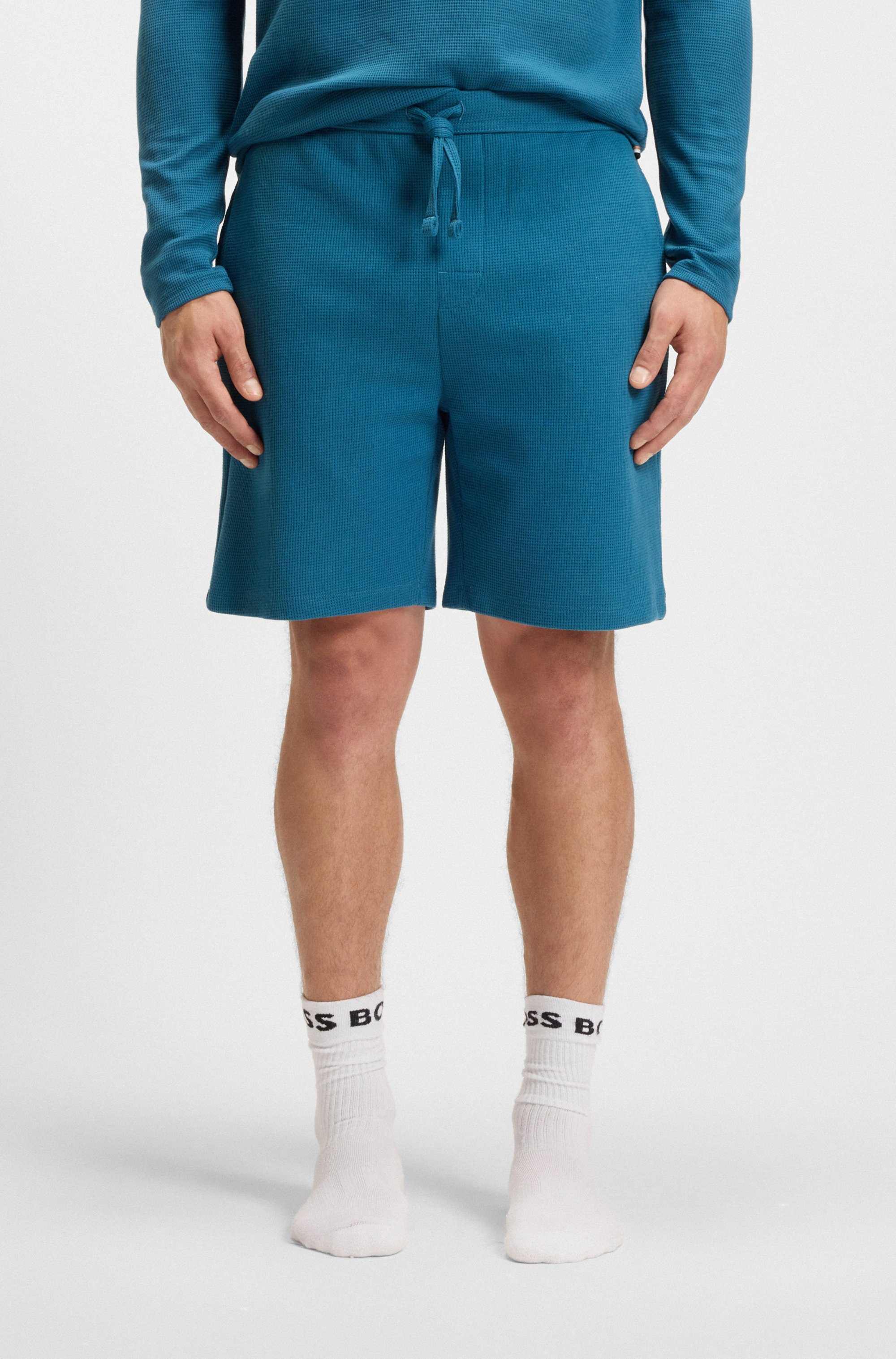 Cotton-blend pyjama shorts with embroidered logo