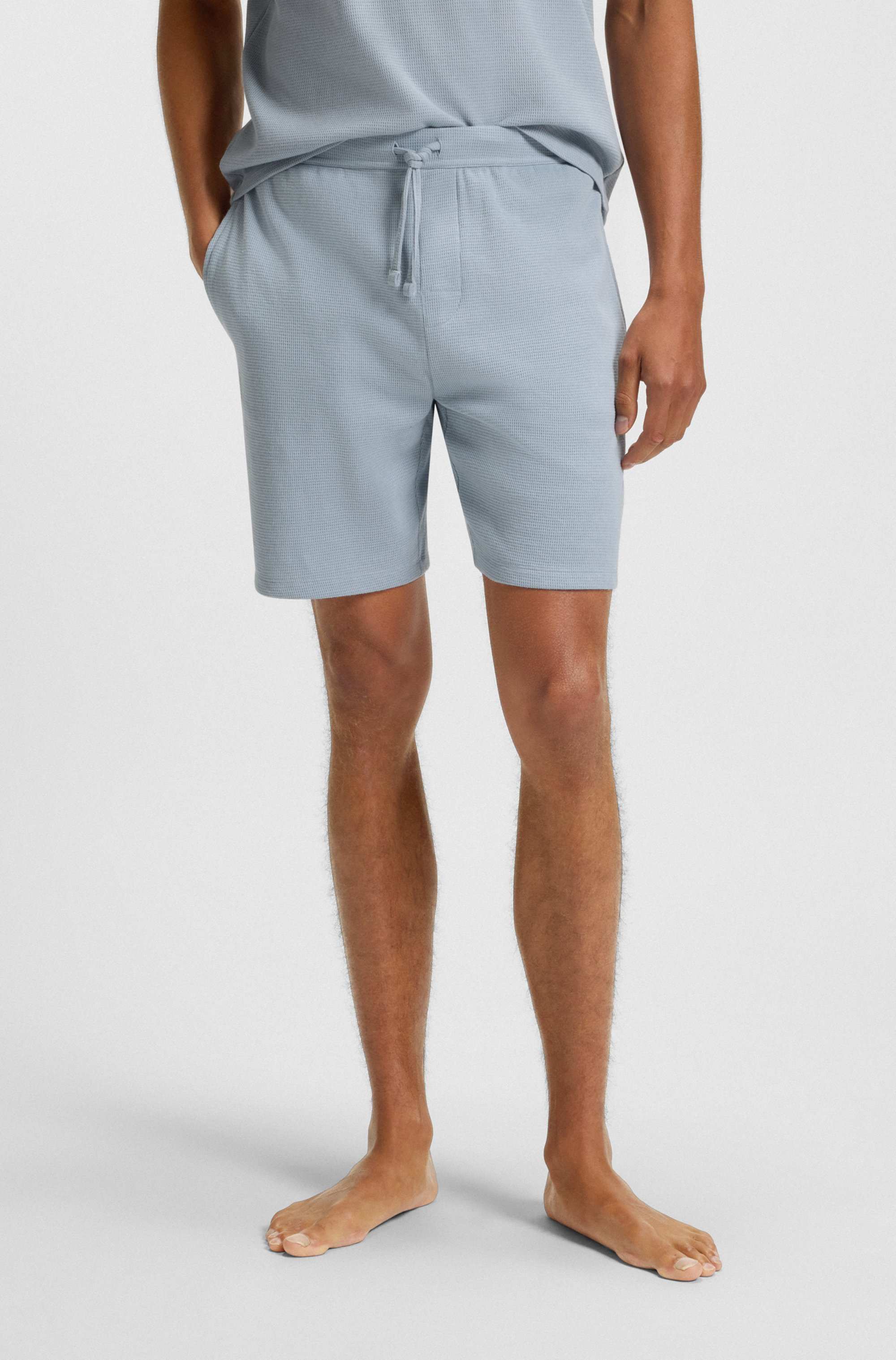 Cotton-blend pyjama shorts with embroidered logo