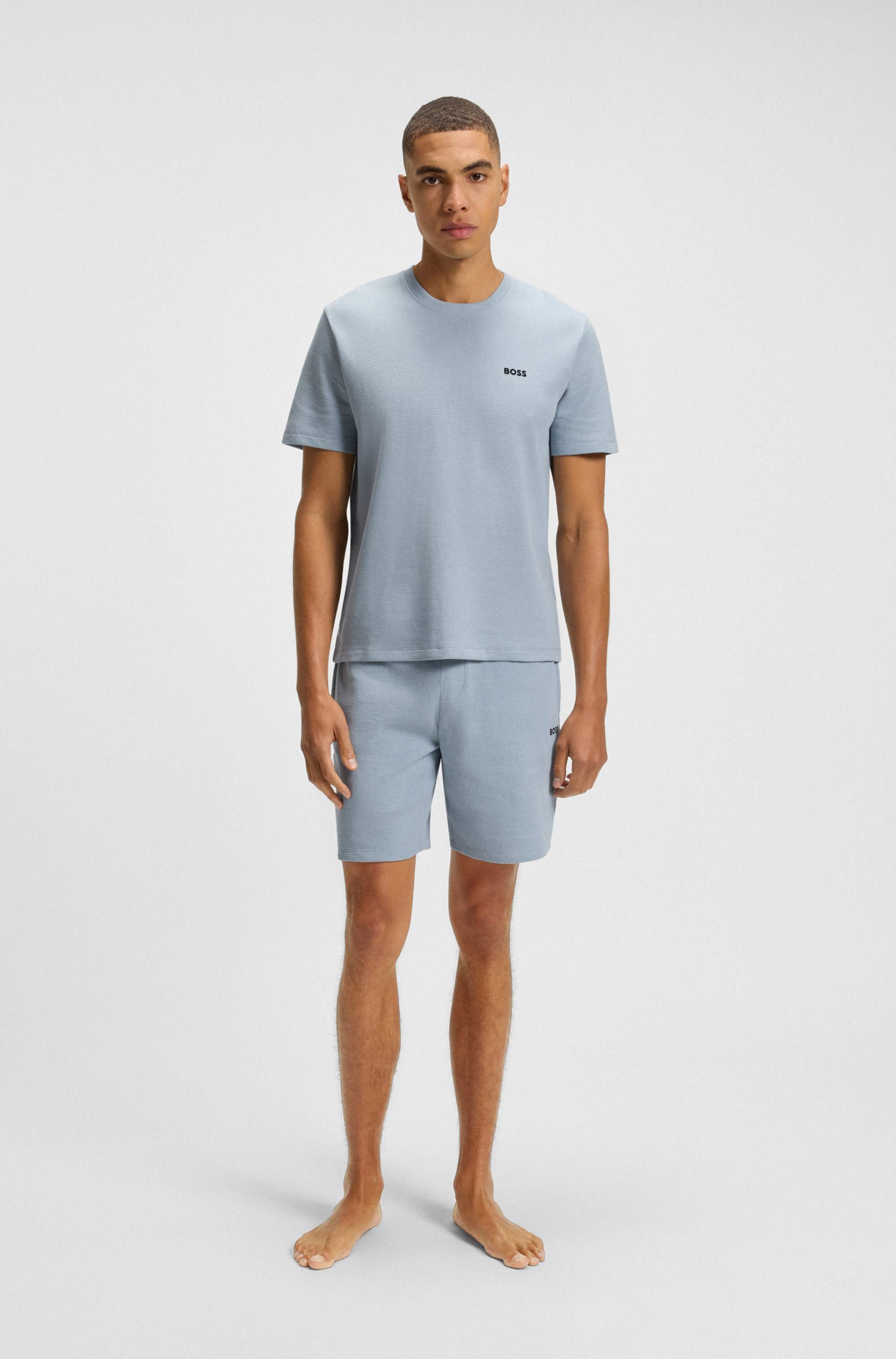 Cotton-blend pyjama shorts with embroidered logo