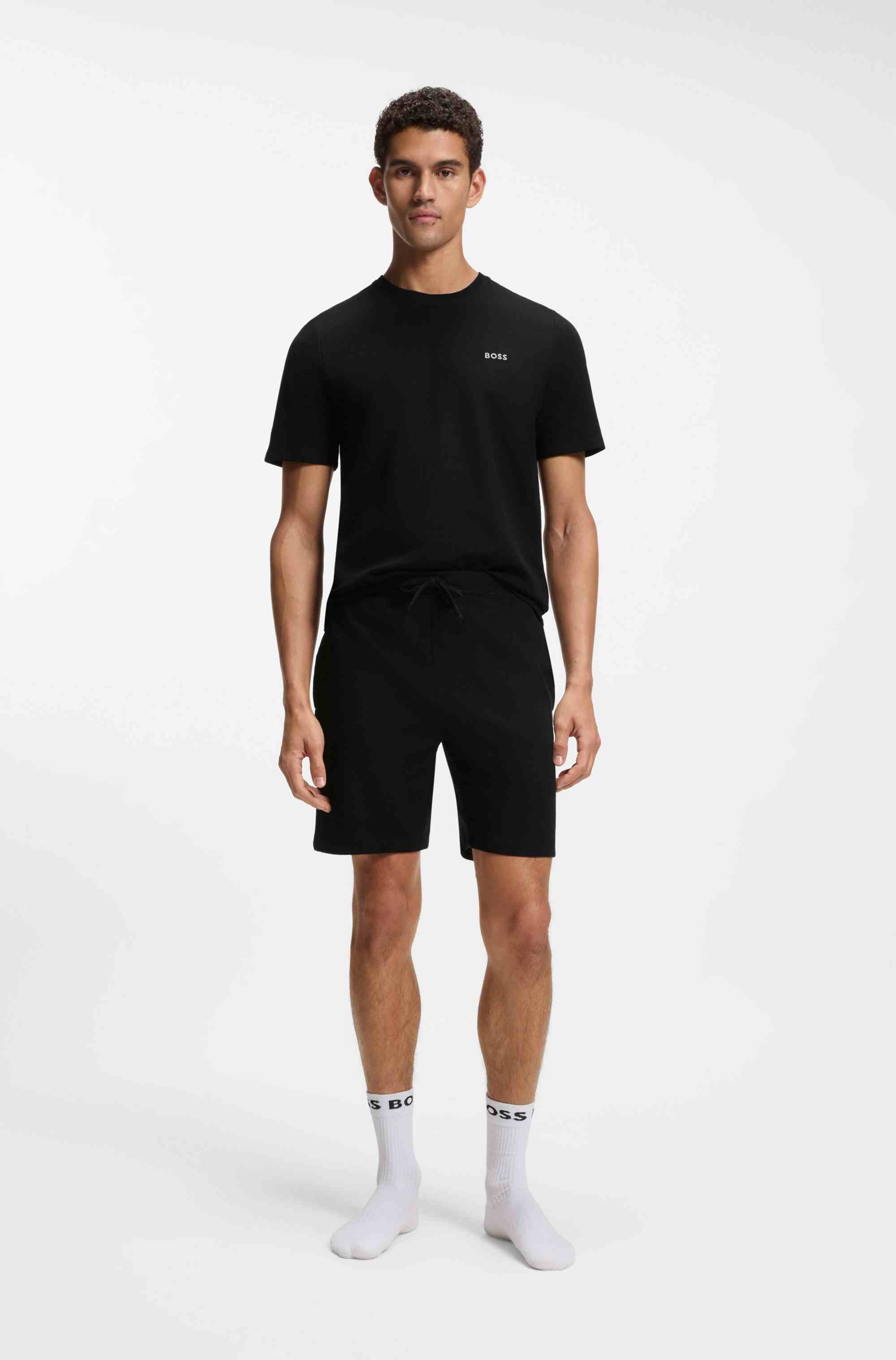 Cotton-blend pyjama T-shirt with embroidered logo