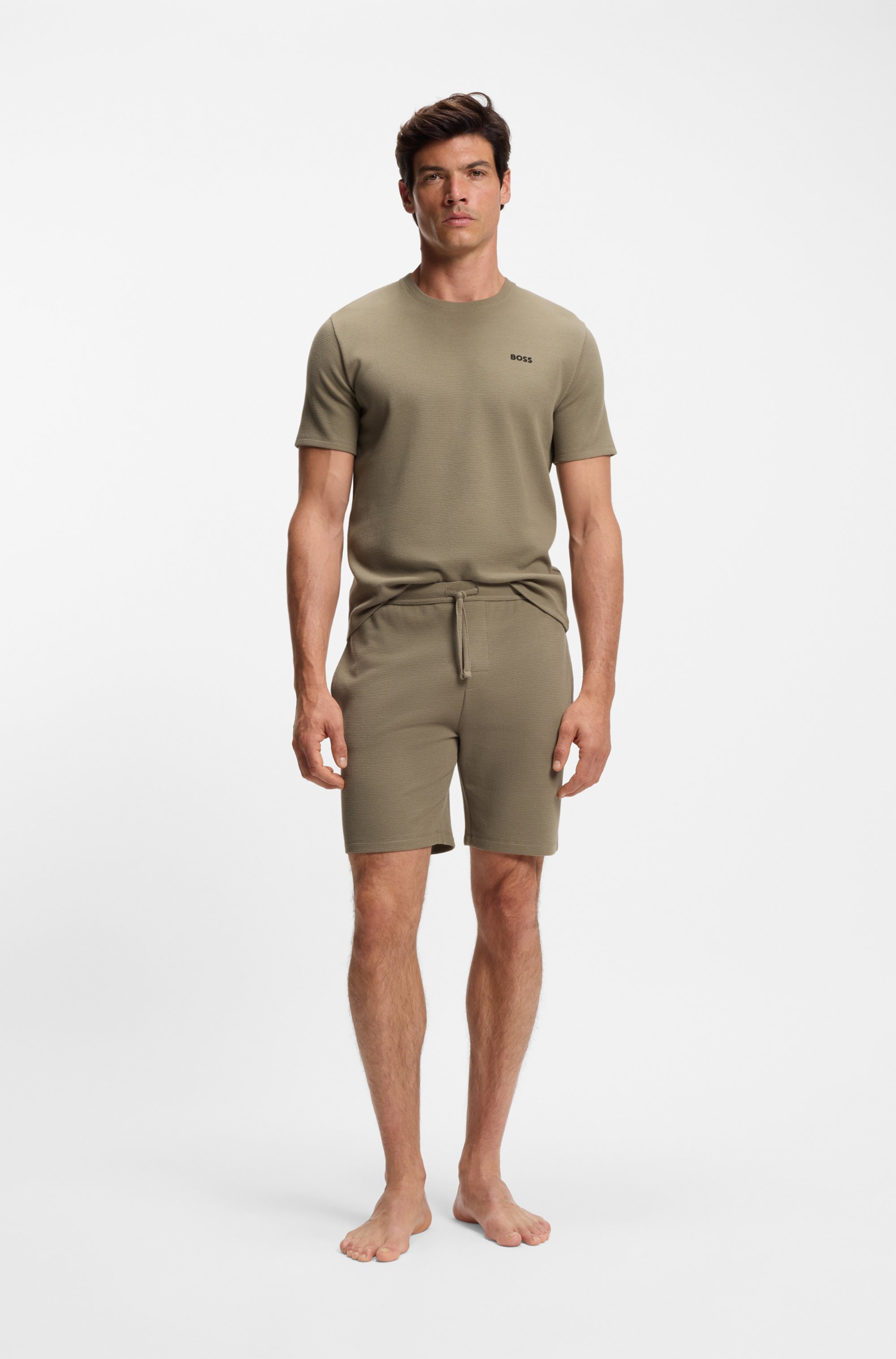 Cotton-blend pyjama T-shirt with embroidered logo