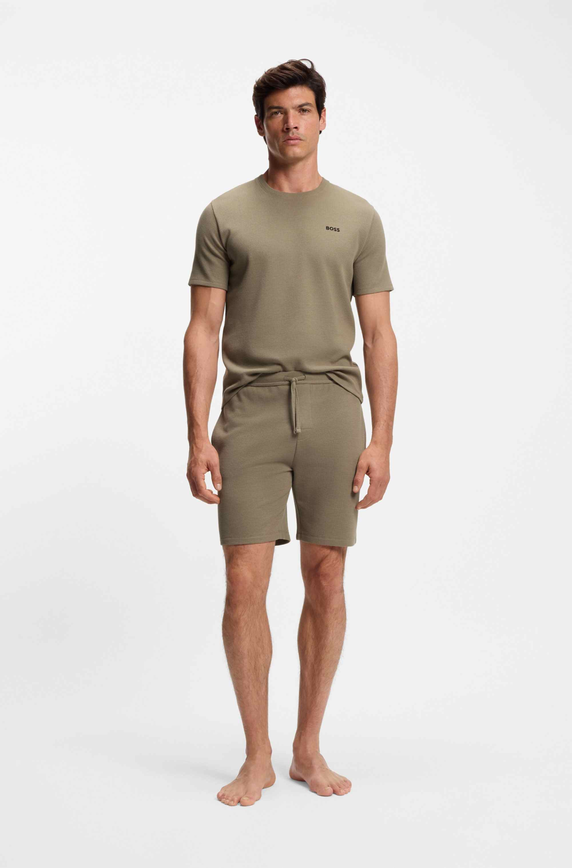 Cotton-blend pyjama T-shirt with embroidered logo