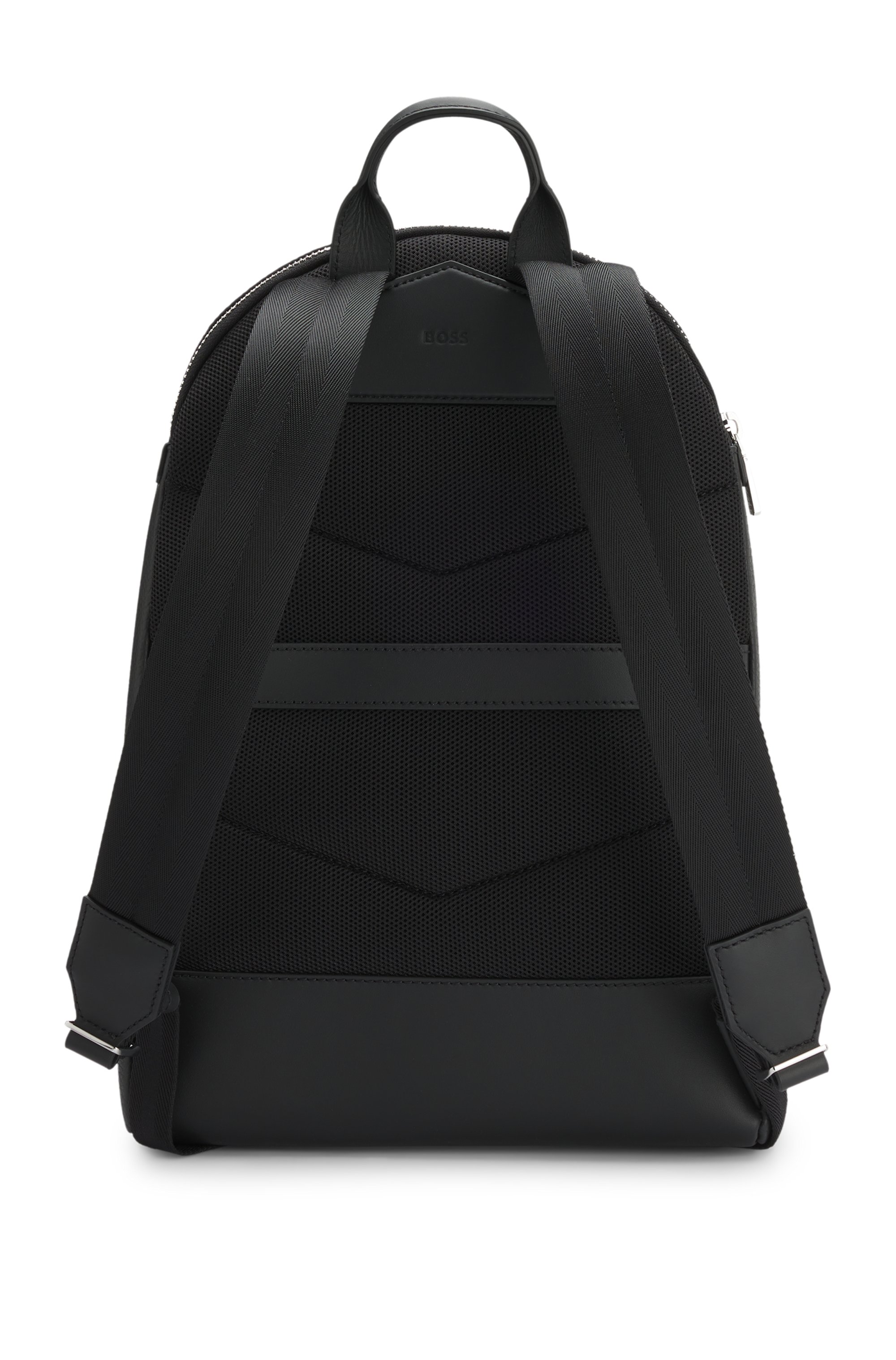 Grained Italian-leather backpack with embossed logo