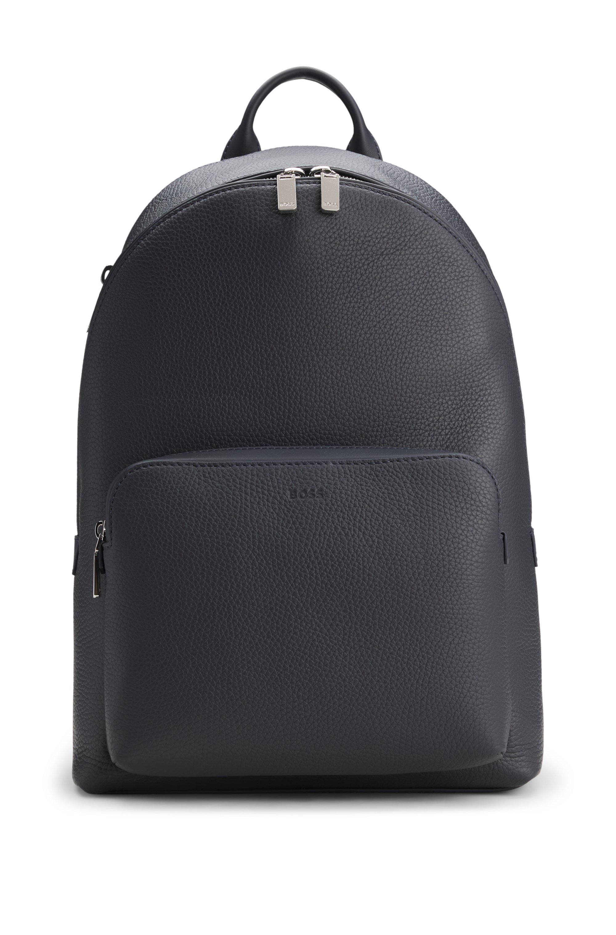 Grained Italian-leather backpack with embossed logo