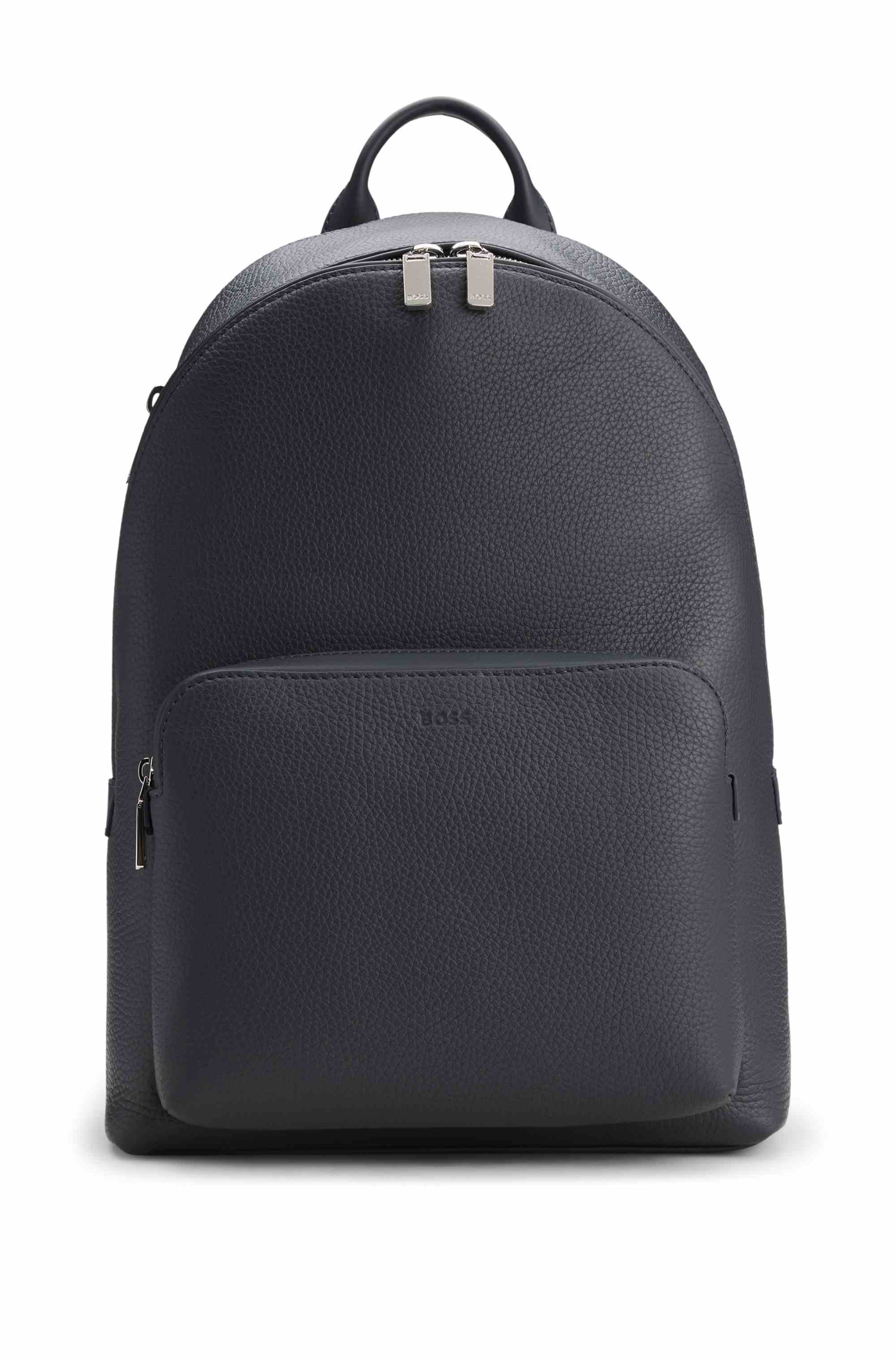 Grained Italian-leather backpack with embossed logo