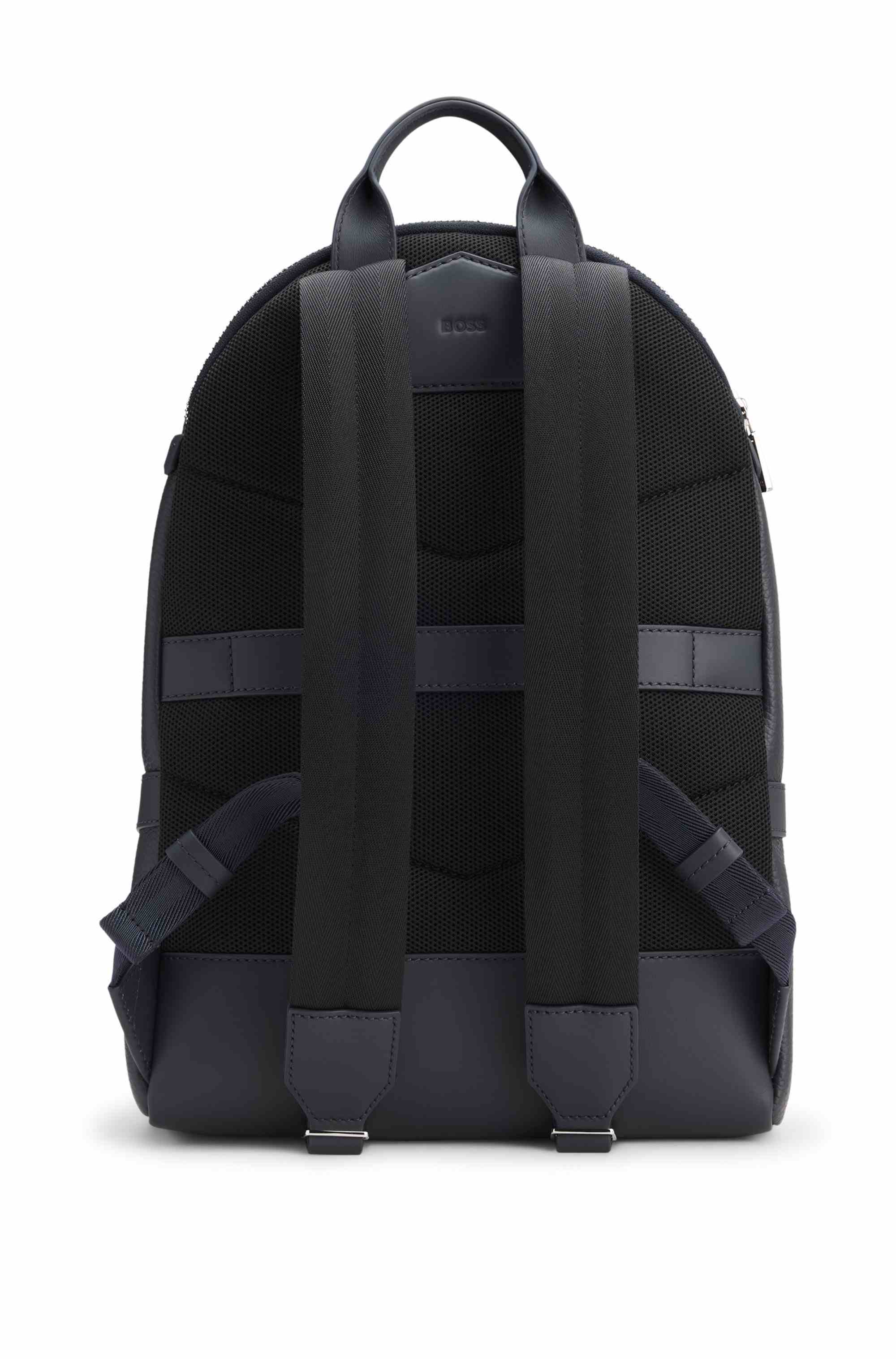 Grained Italian-leather backpack with embossed logo