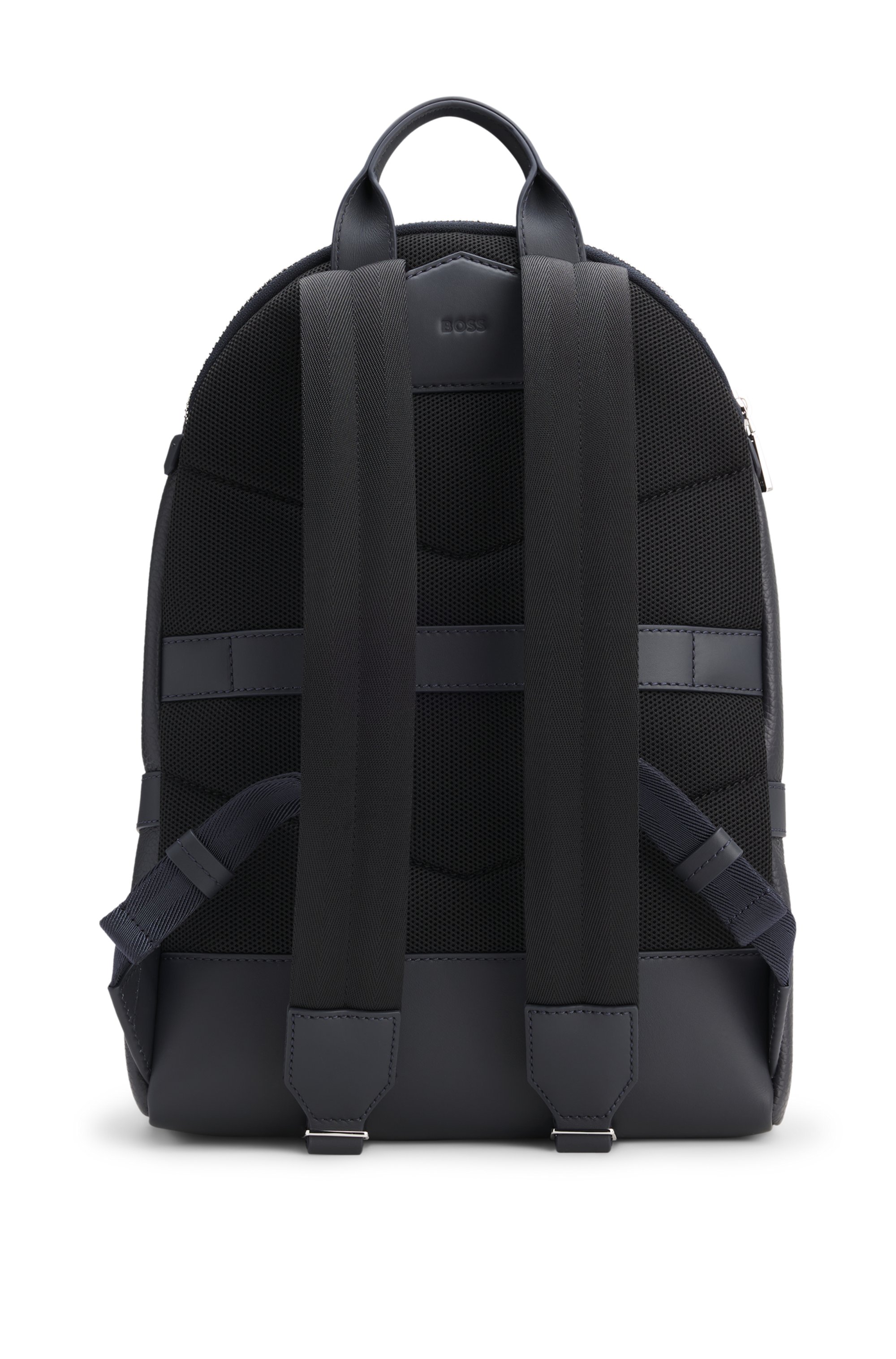 Grained Italian-leather backpack with embossed logo