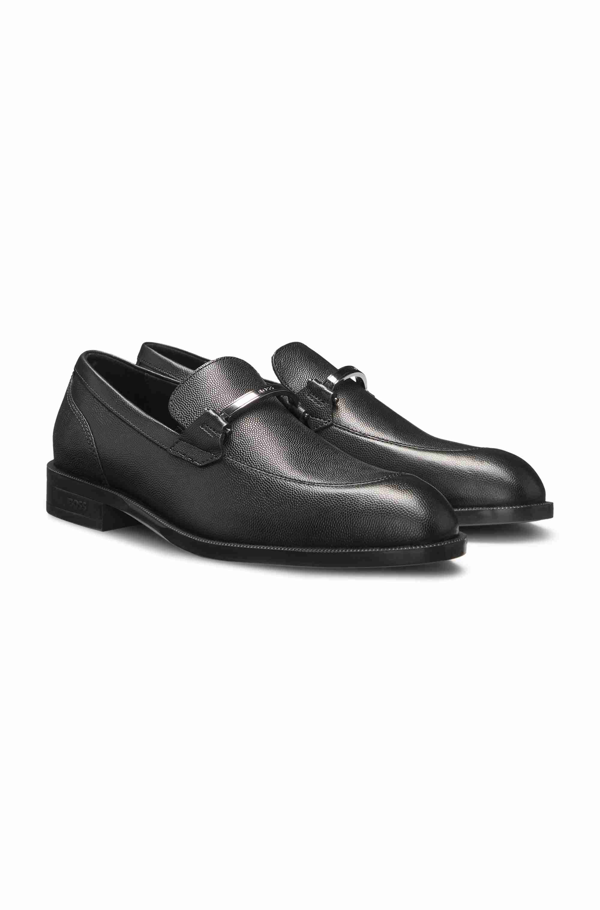 Printed-leather loafers with branded hardware trim