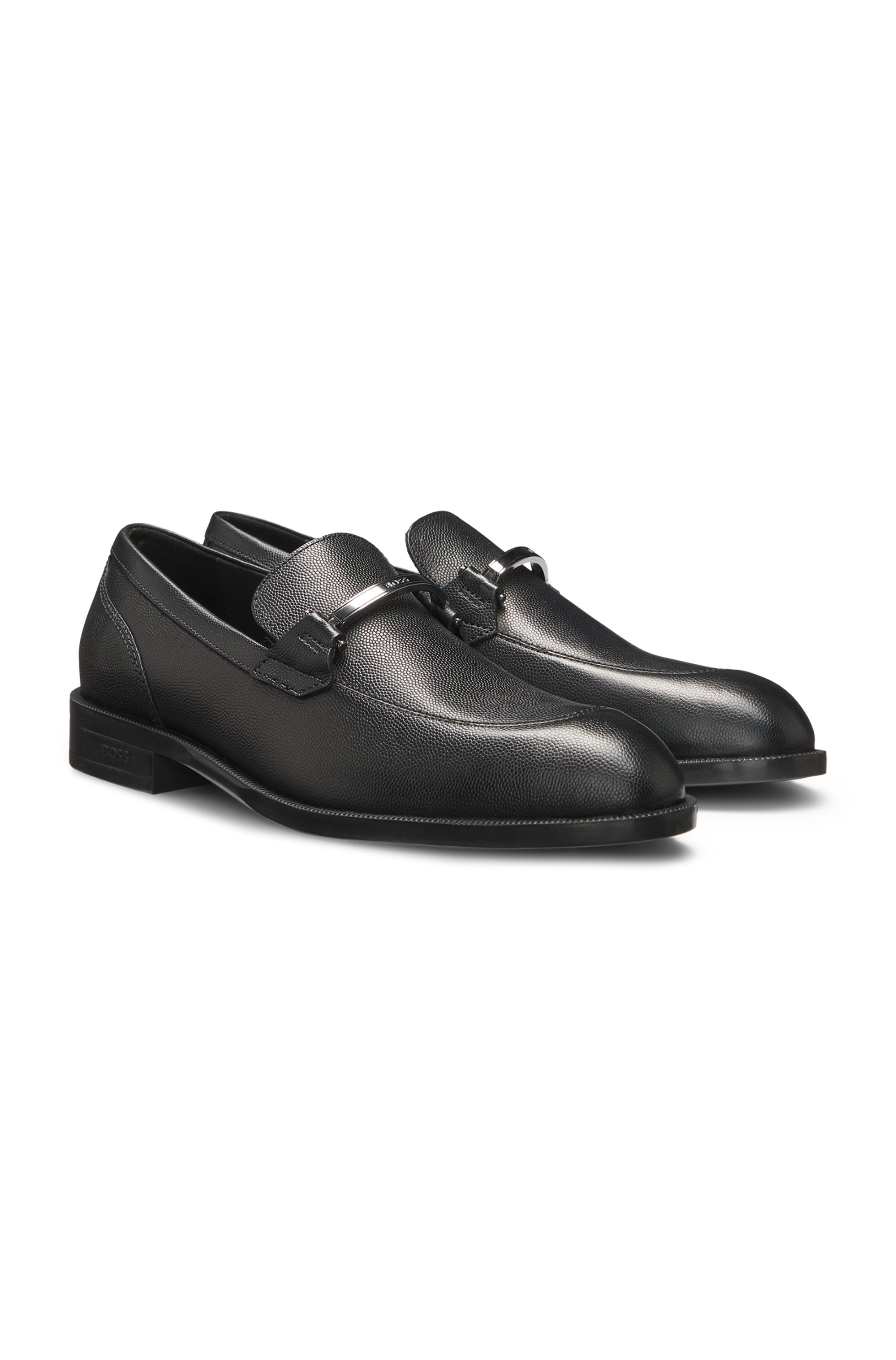 Printed-leather loafers with branded hardware trim
