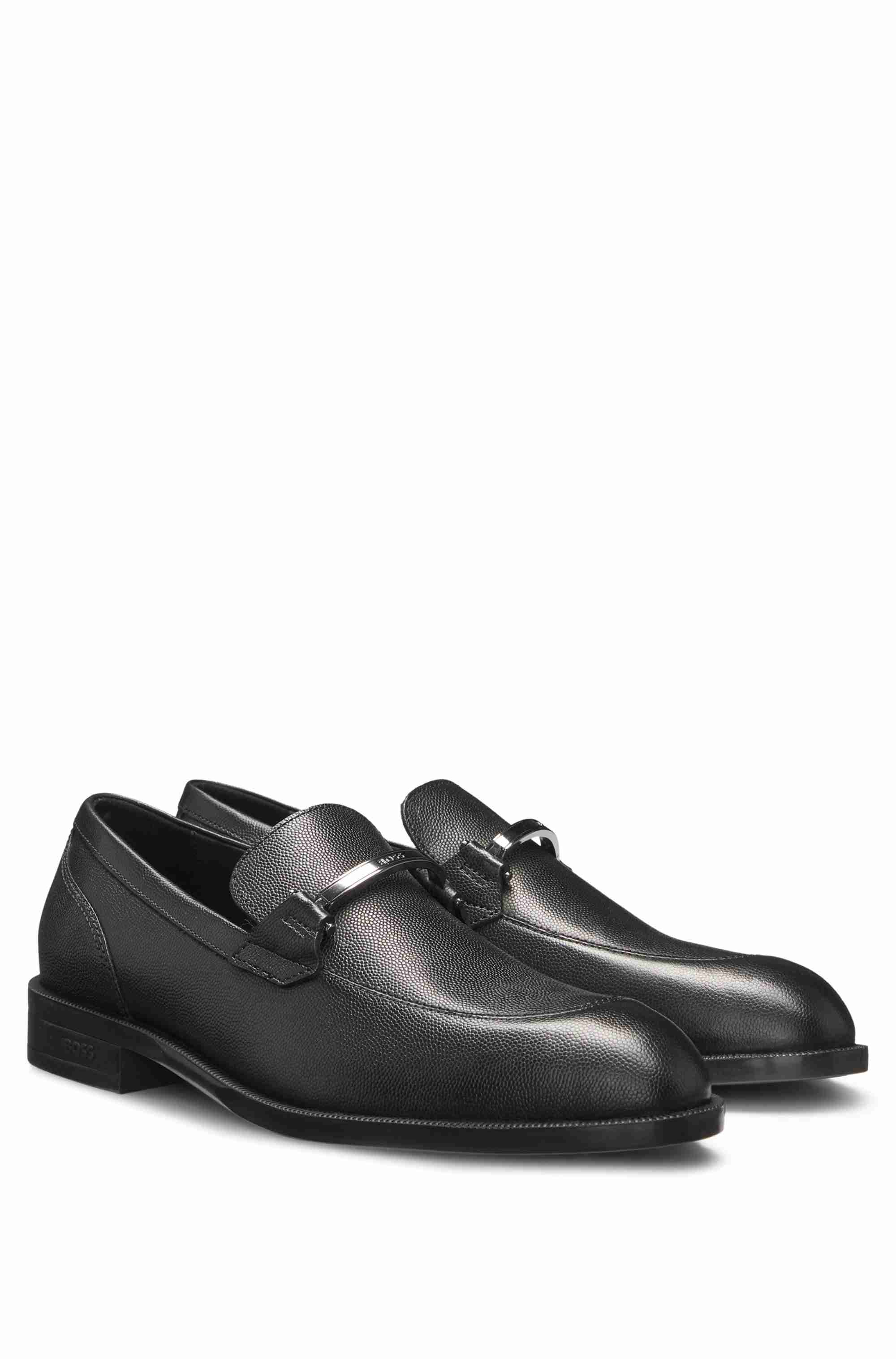 Printed-leather loafers with branded hardware trim