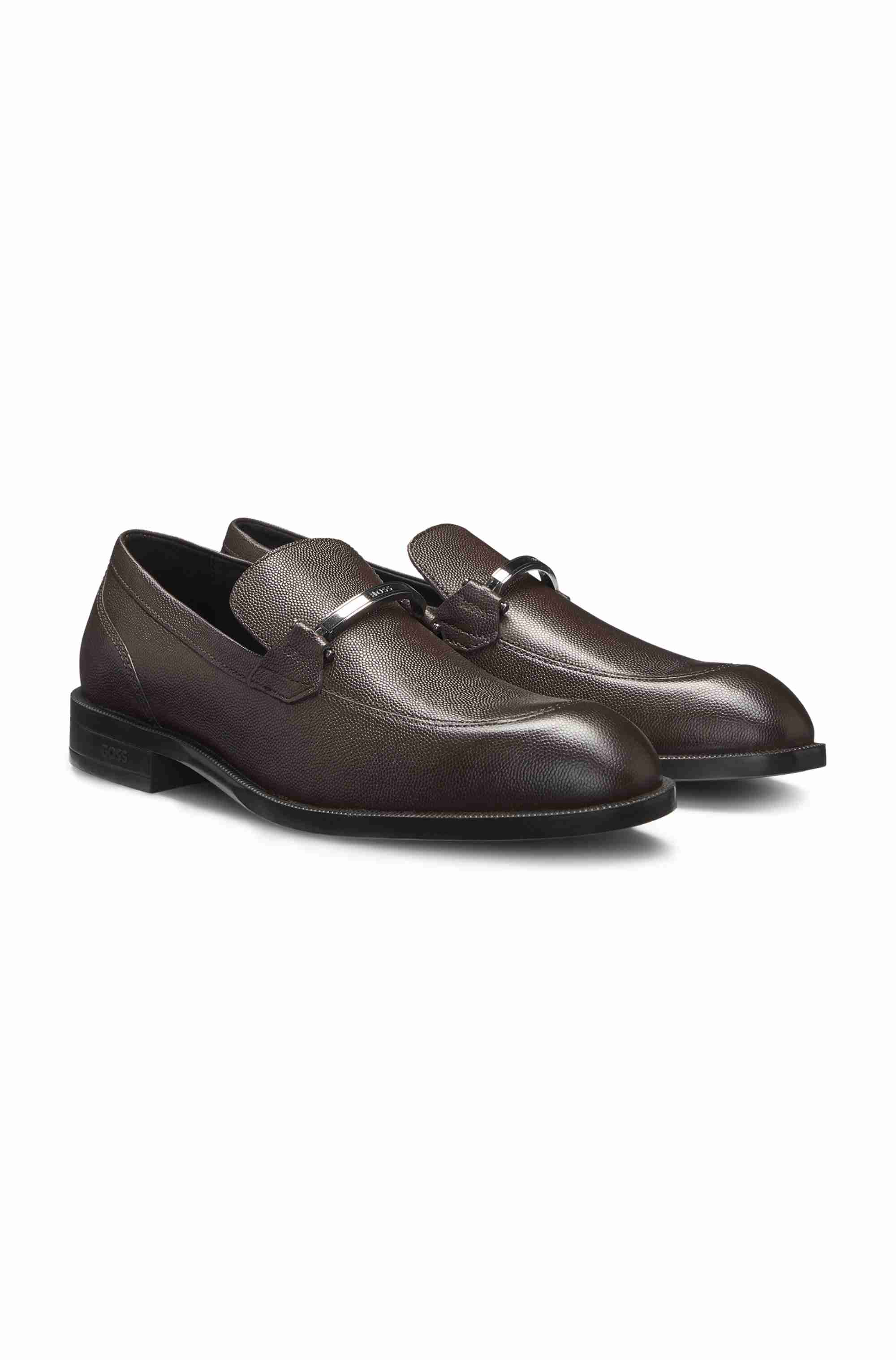 Printed-leather loafers with branded hardware trim