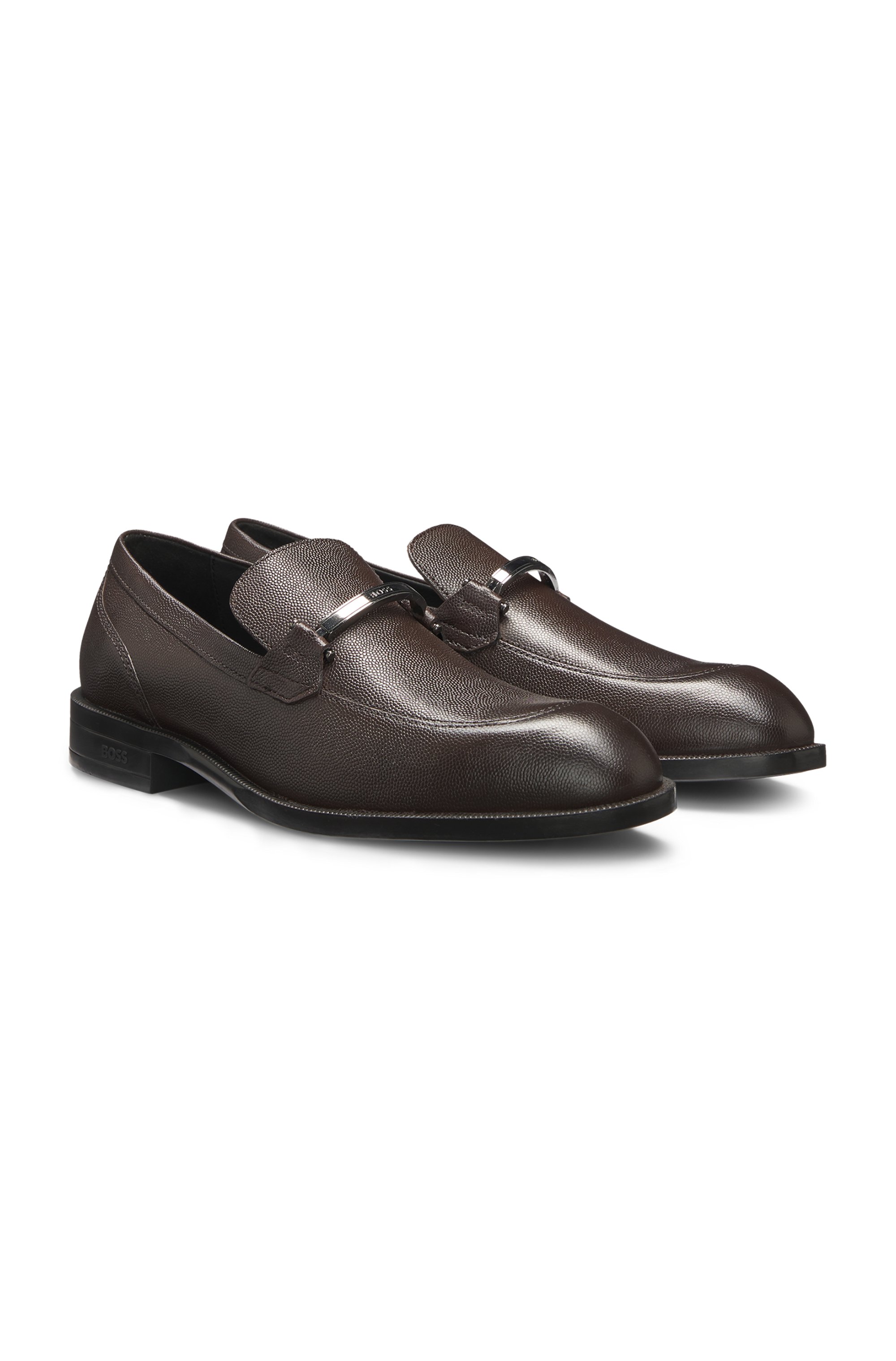 Printed-leather loafers with branded hardware trim