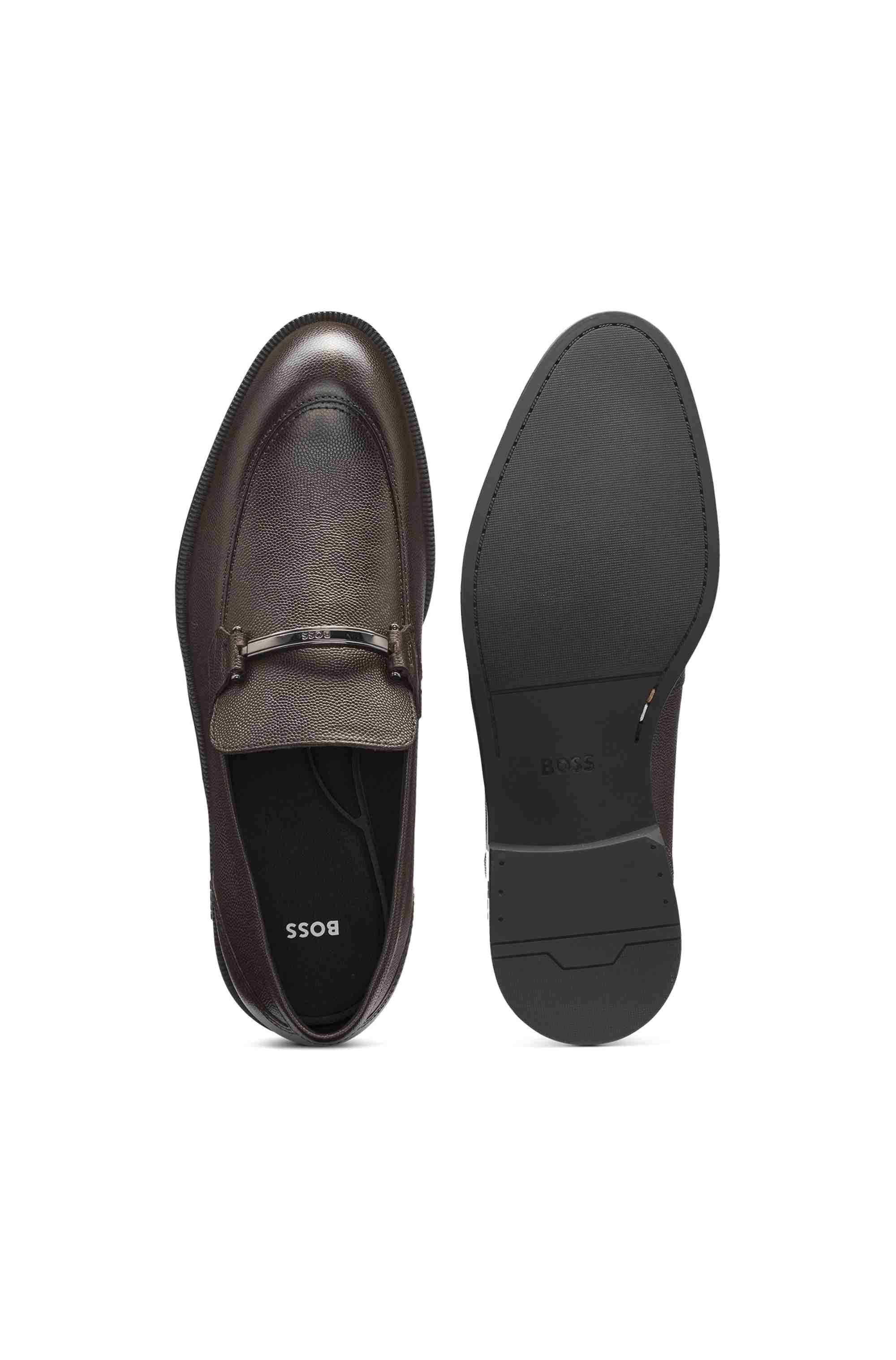 Printed-leather loafers with branded hardware trim