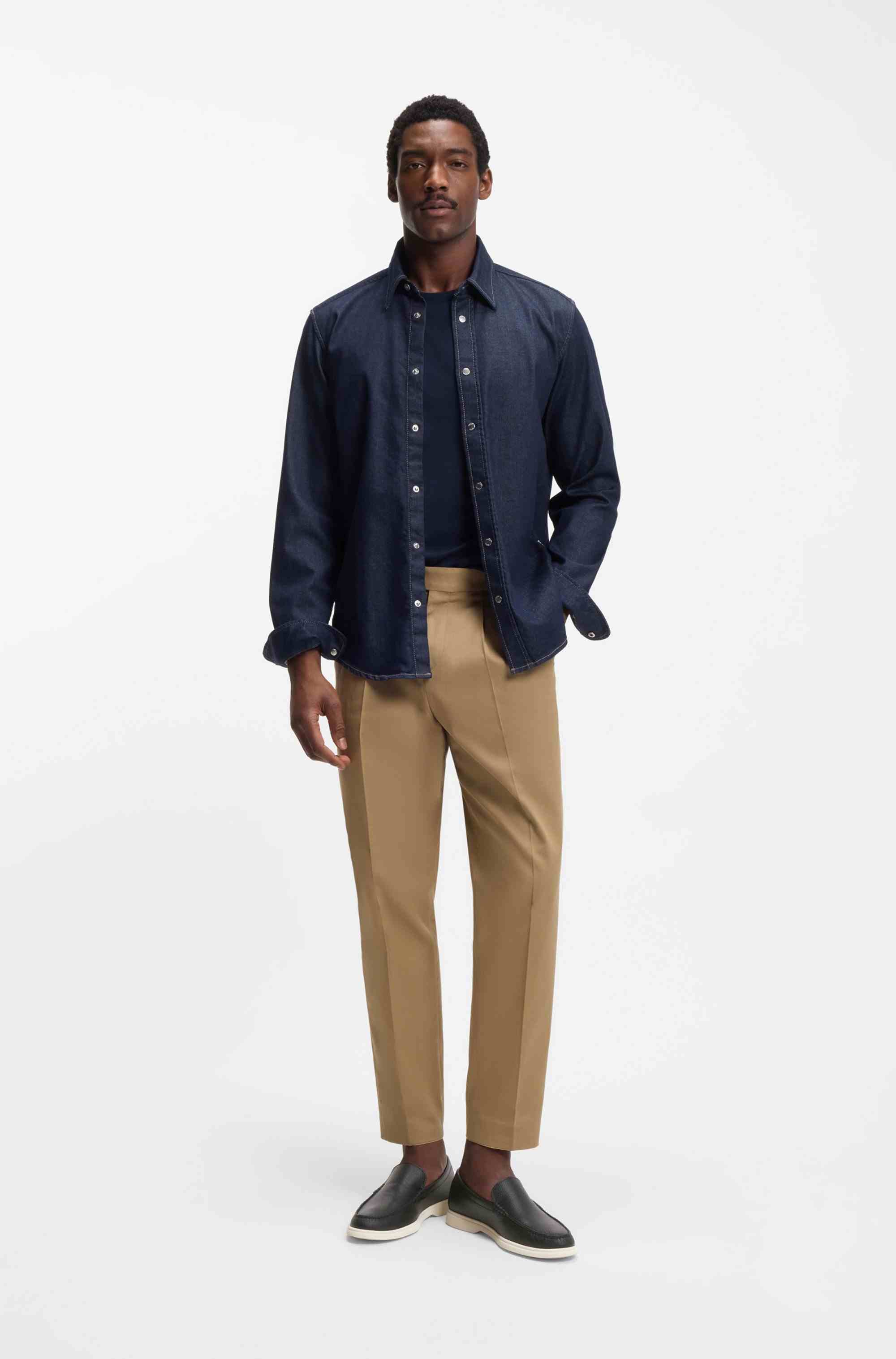 Tumbled-leather moccasins with logo detail