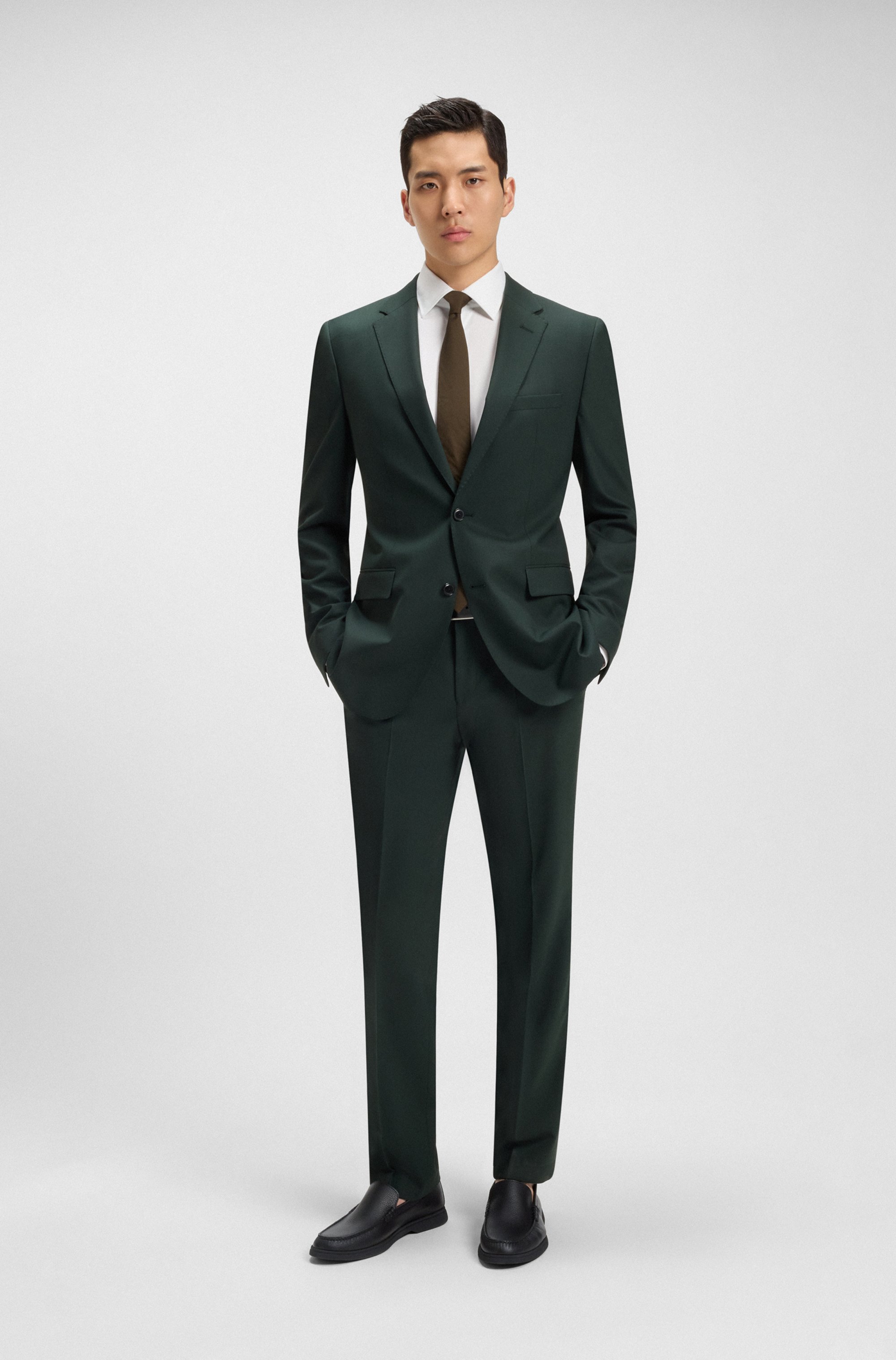 Tumbled-leather moccasins with logo detail