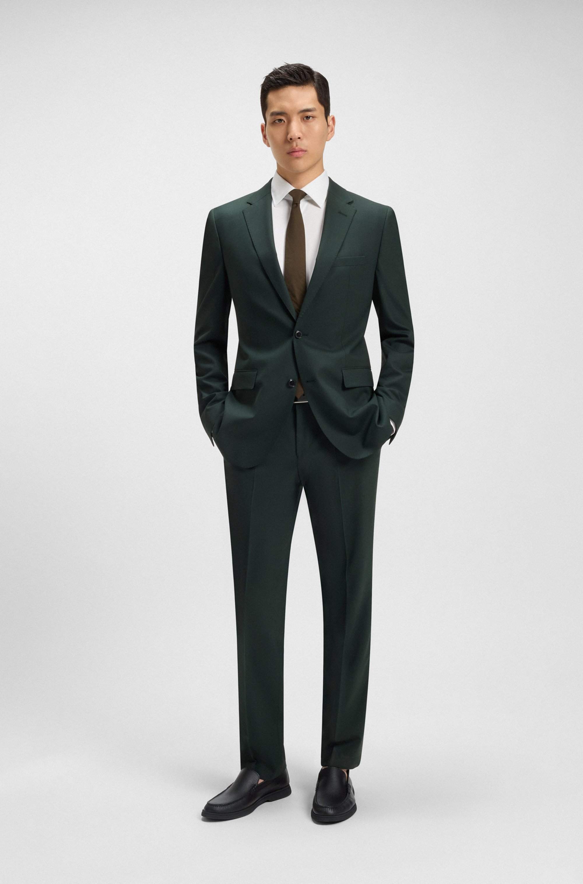 Tumbled-leather moccasins with logo detail