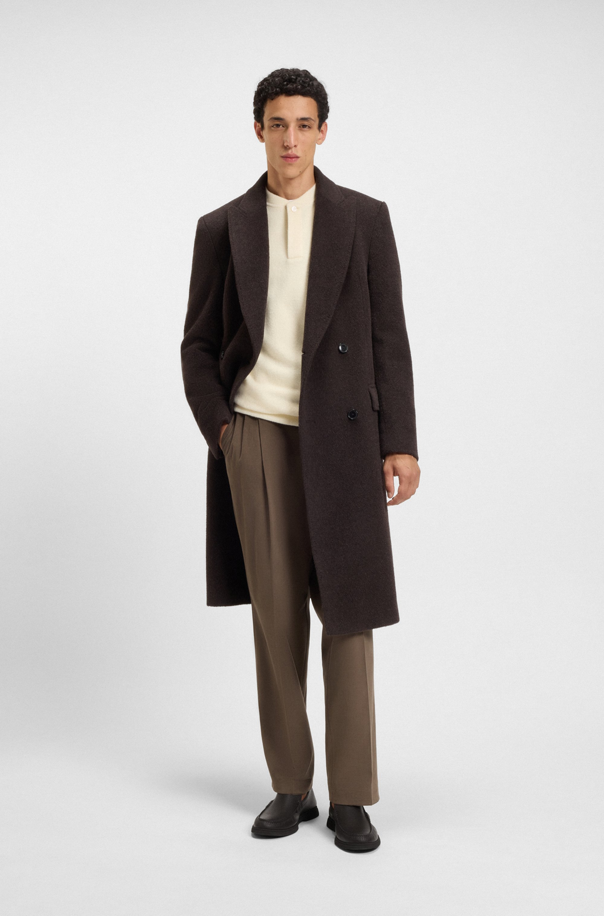 Tumbled-leather moccasins with logo detail