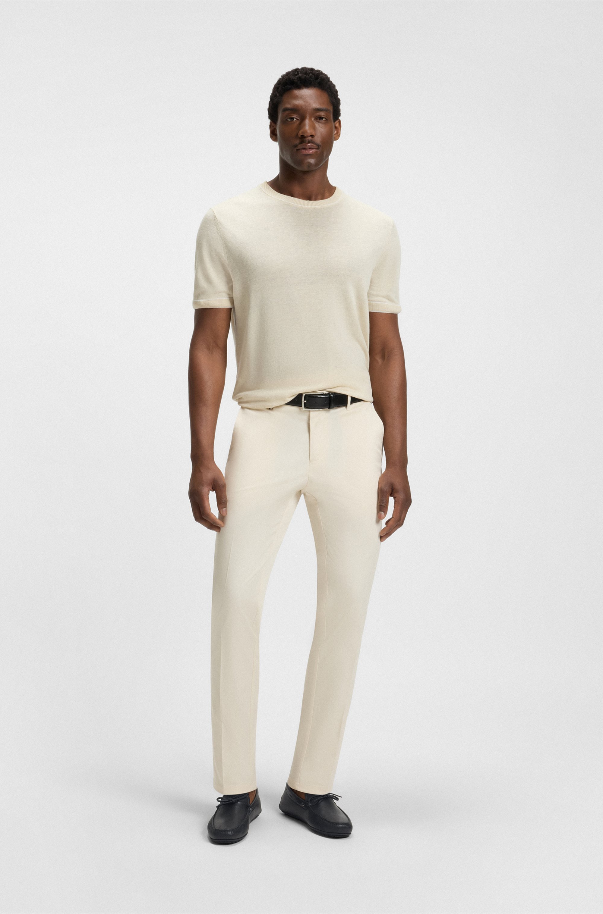 Grained-leather moccasins with driver sole