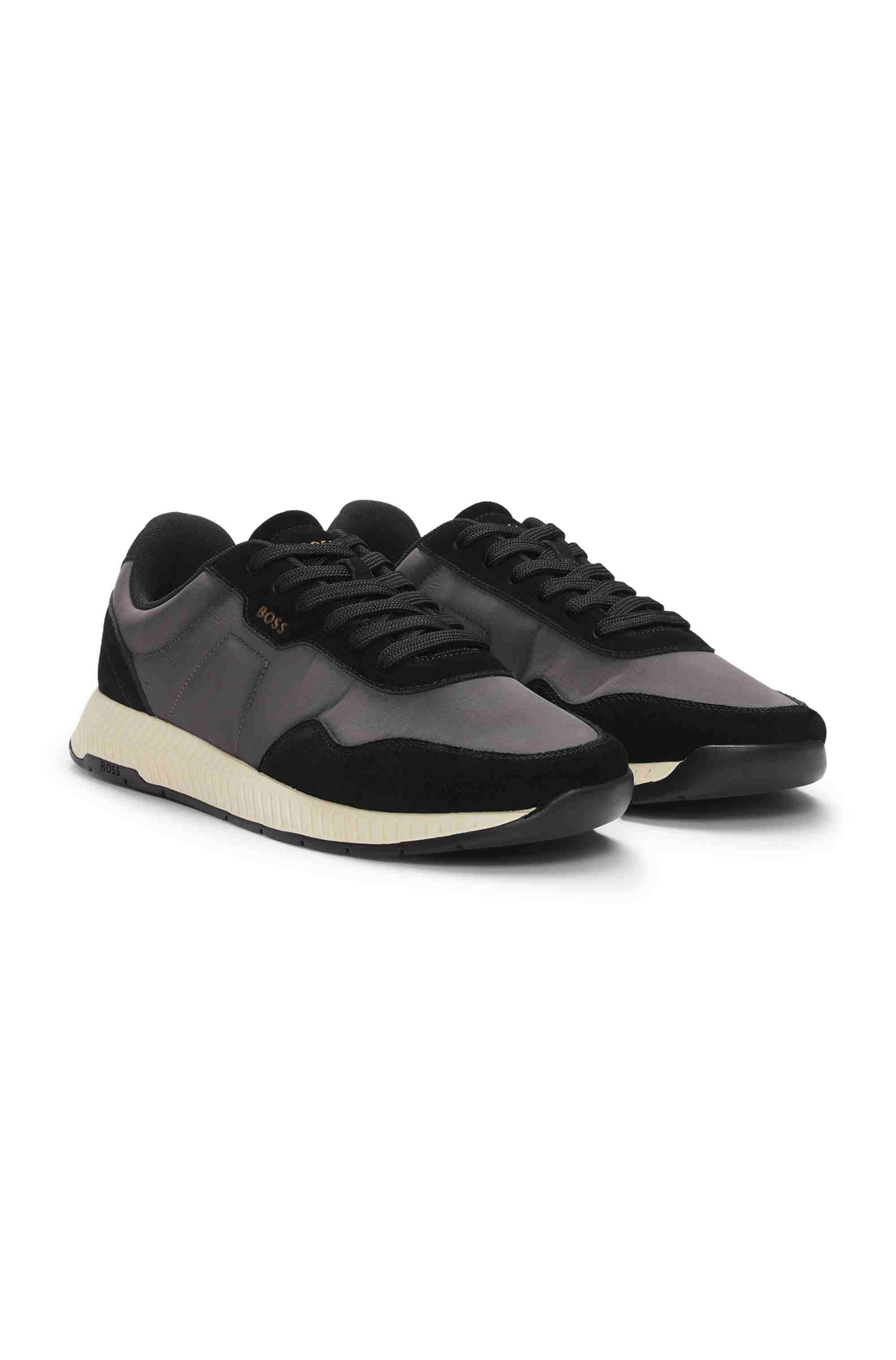 Mixed-material trainers with suede trims